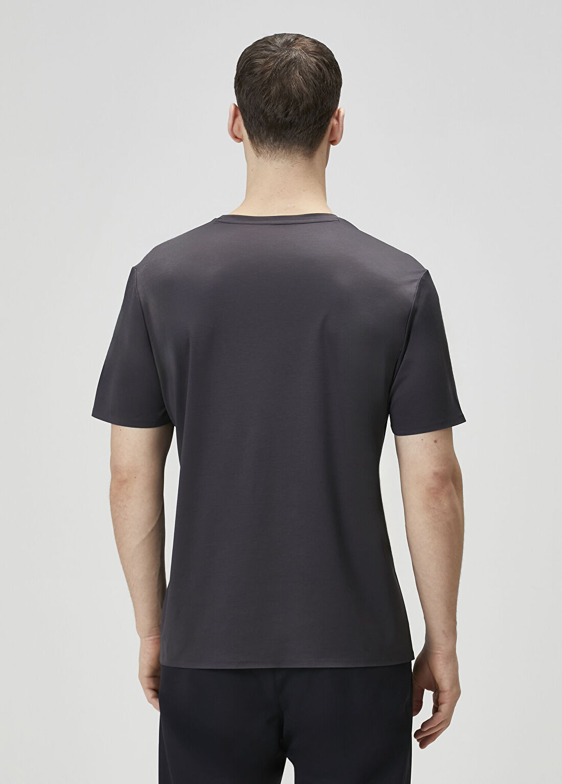 Isaora Super Mercerized Koyu Gri T-shirt görsel 4