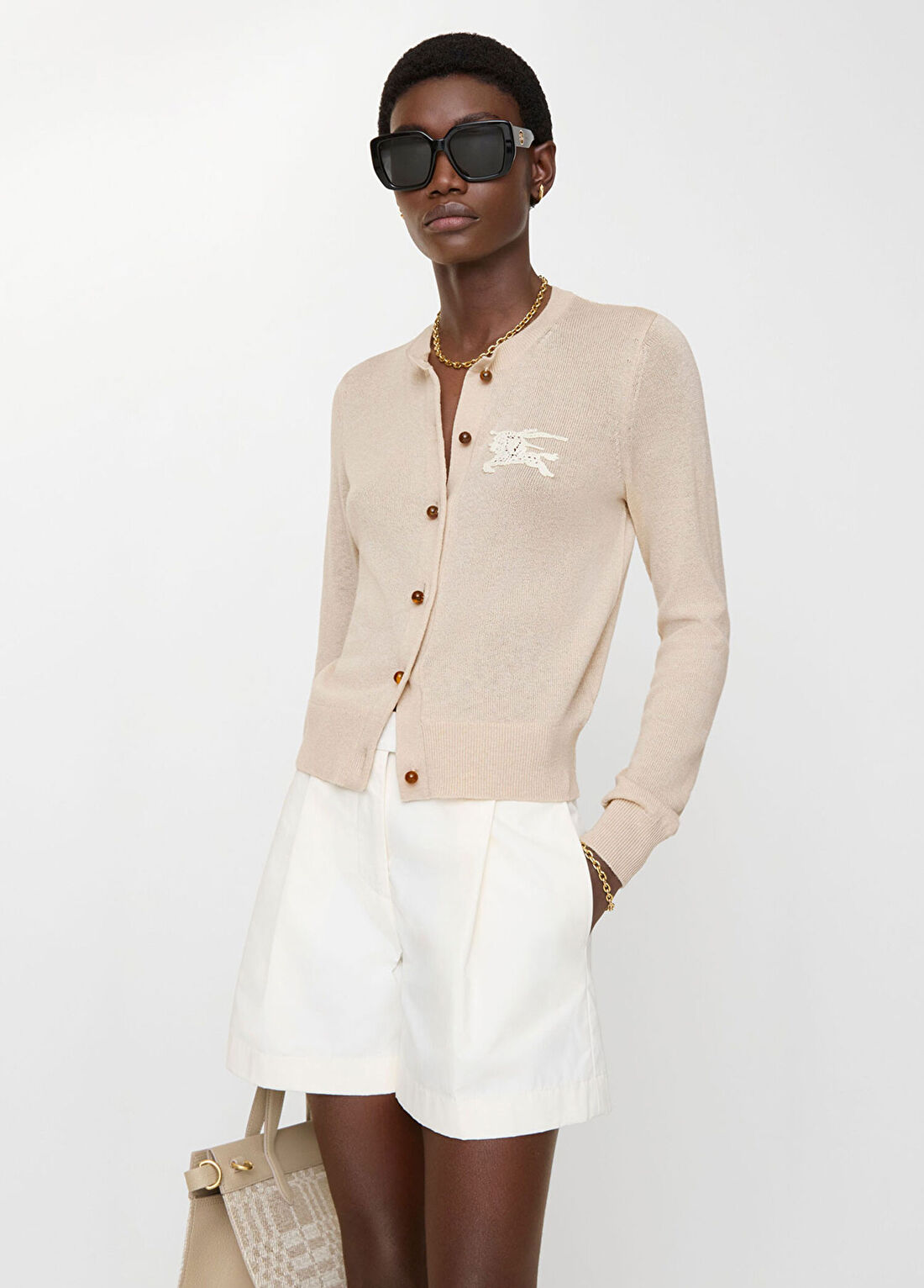 Burberry Ekd Pamuklu Bej Yün Cardigan Kadın Hırka