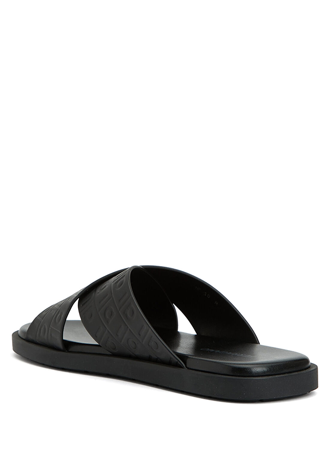 Ferragamo Siyah Logo Motifli Erkek Deri Terlik görsel 3