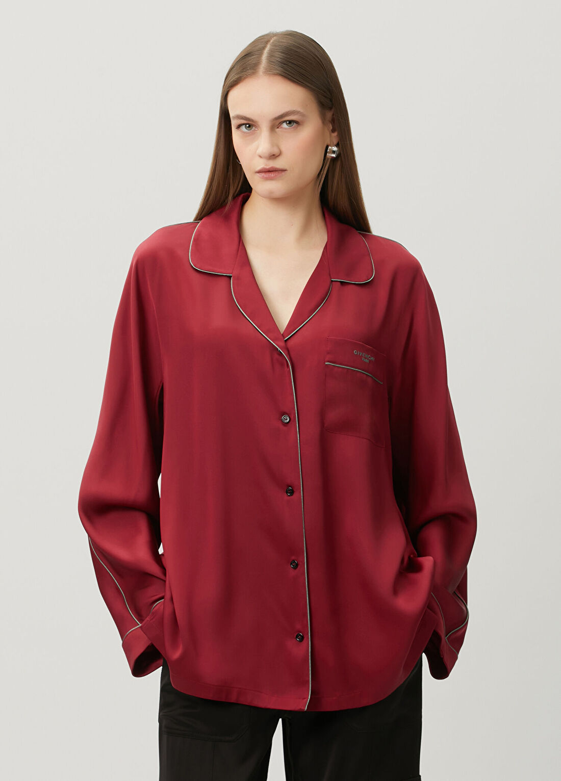 Givenchy Bordo İpek Gömlek