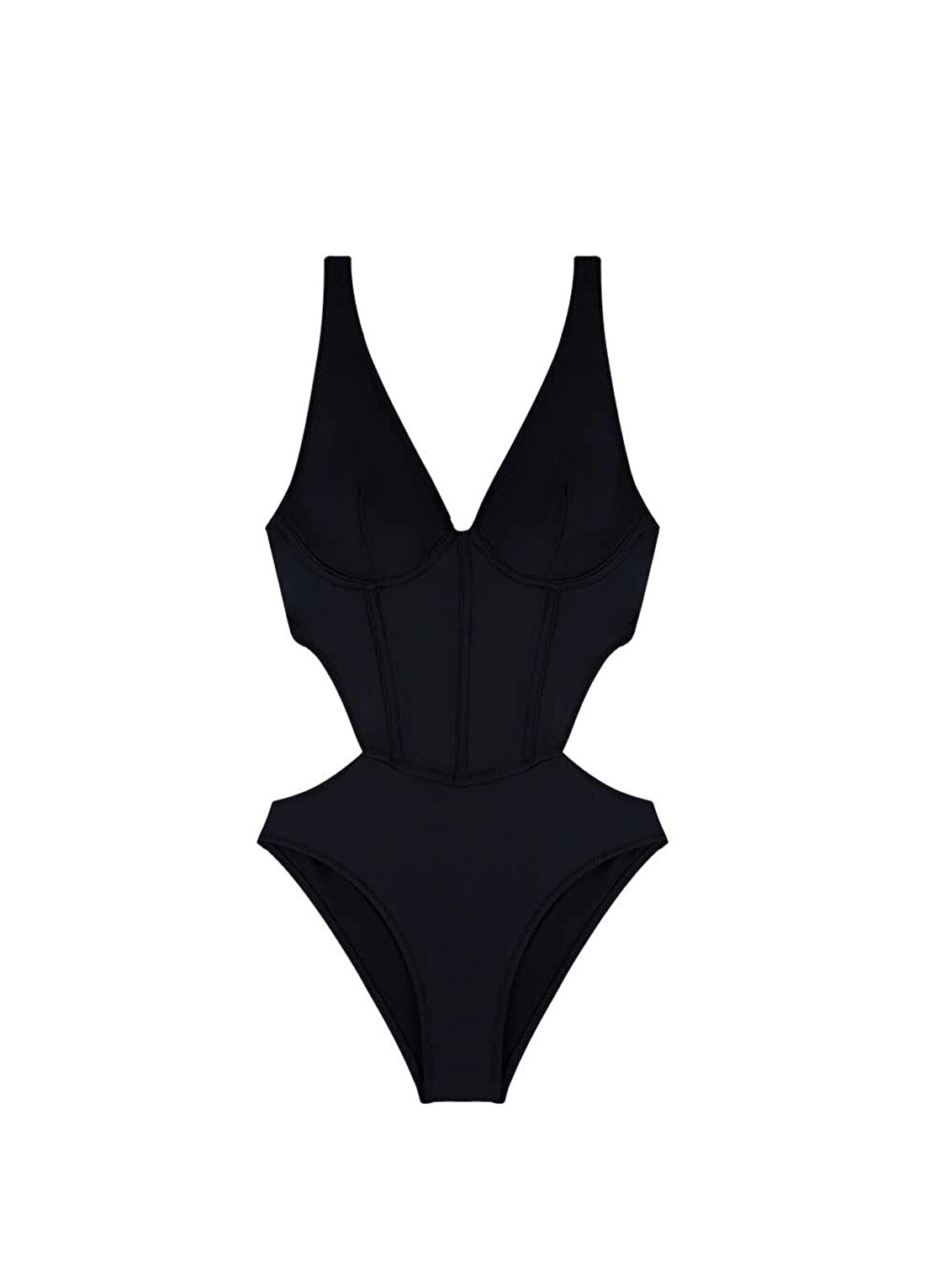 Bia Swimwear Anais Black Balenli V Yaka Kadın Mayo