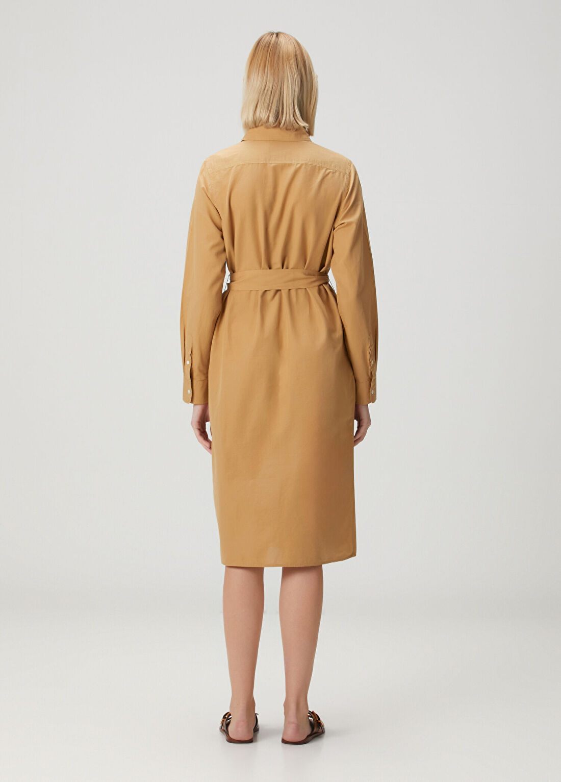 Polo Ralph Lauren Camel Midi Gömlek Elbise görsel 4