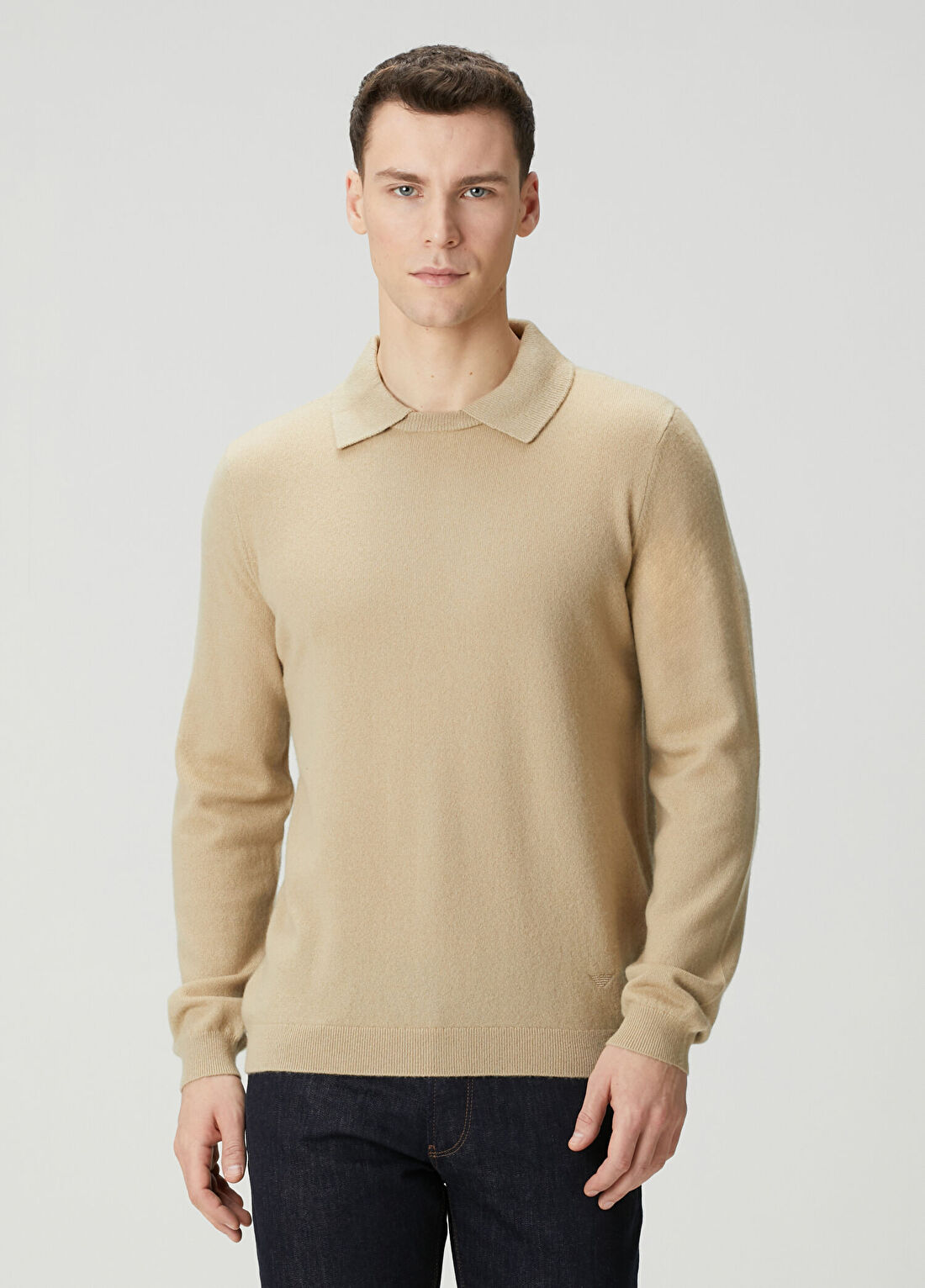 Emporio Armani Bej Kaşmir Polo Triko