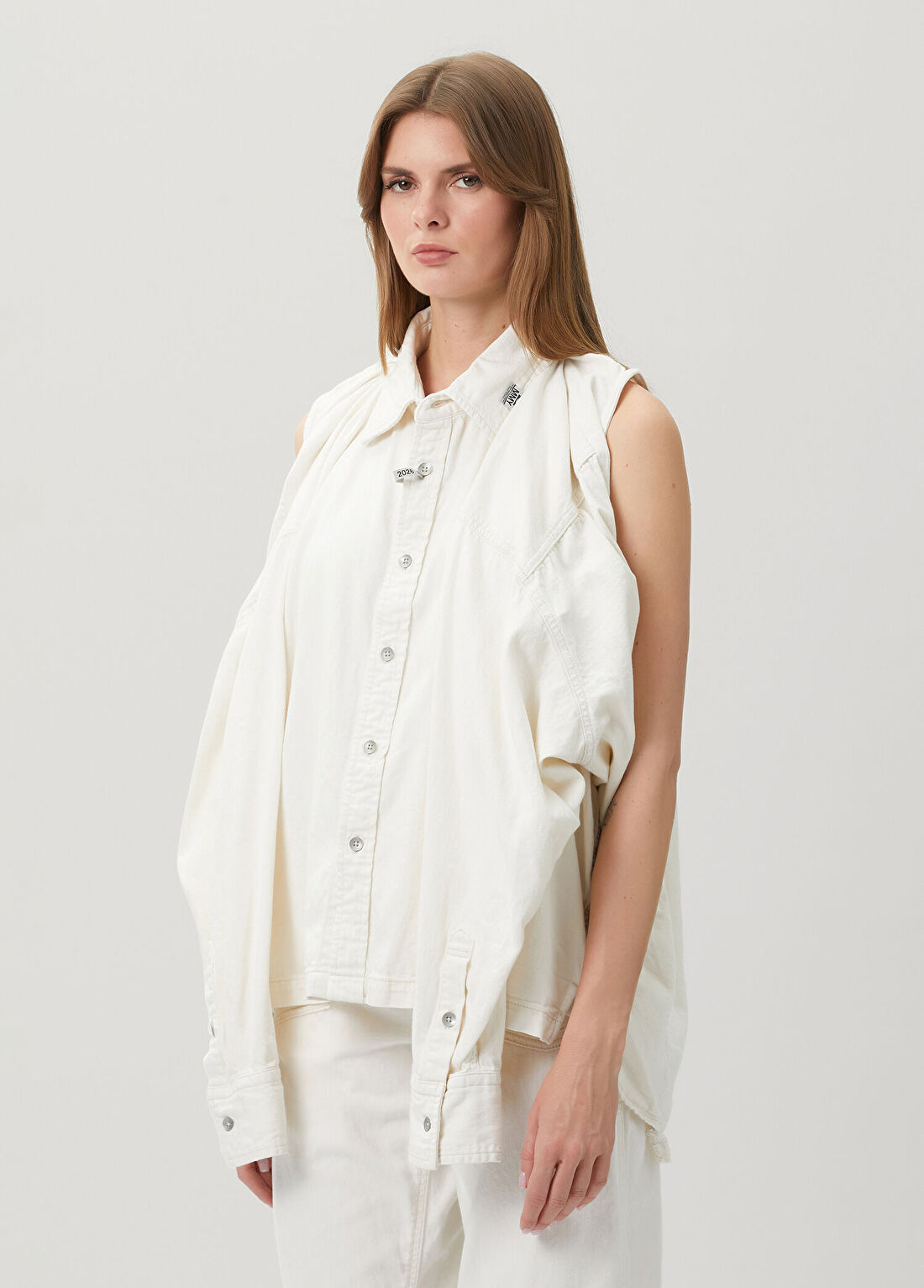 Maison Mihara Yasuhiro Beyaz Denim Gömlek