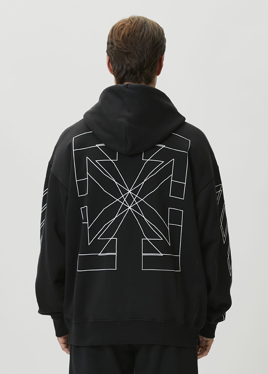 Off-White Siyah Kapüşonlu Logo Baskılı Sweatshirt görsel 4