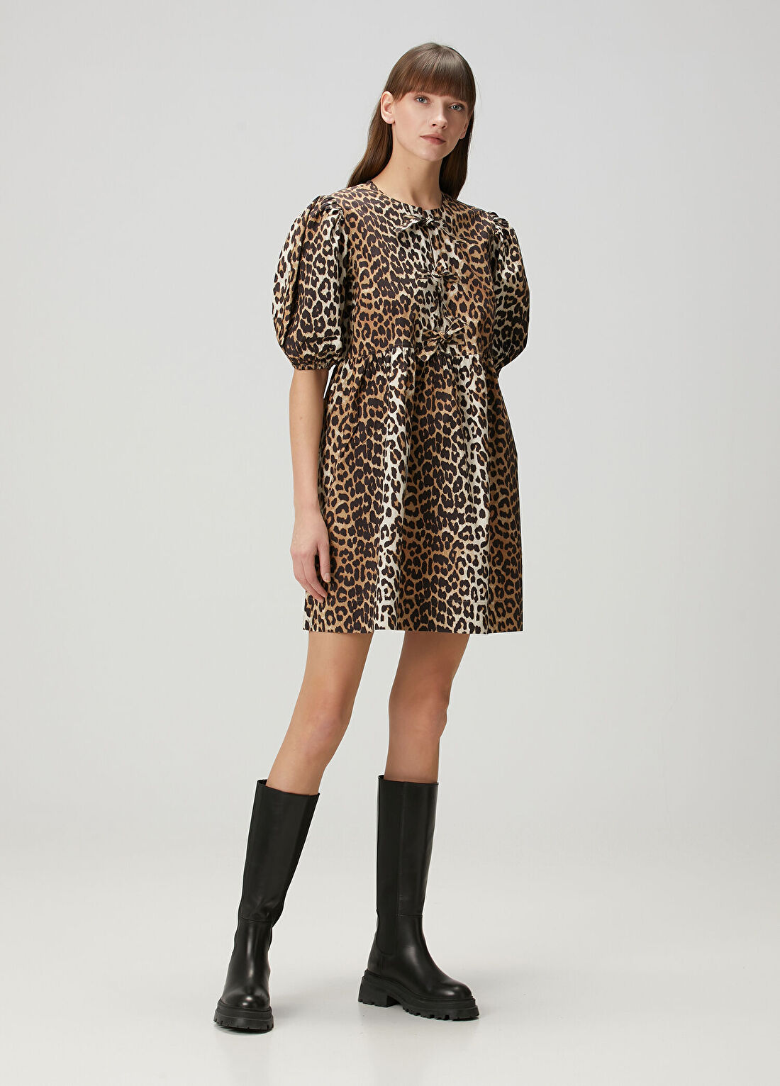Ganni Leopar Desenli Mini Elbise