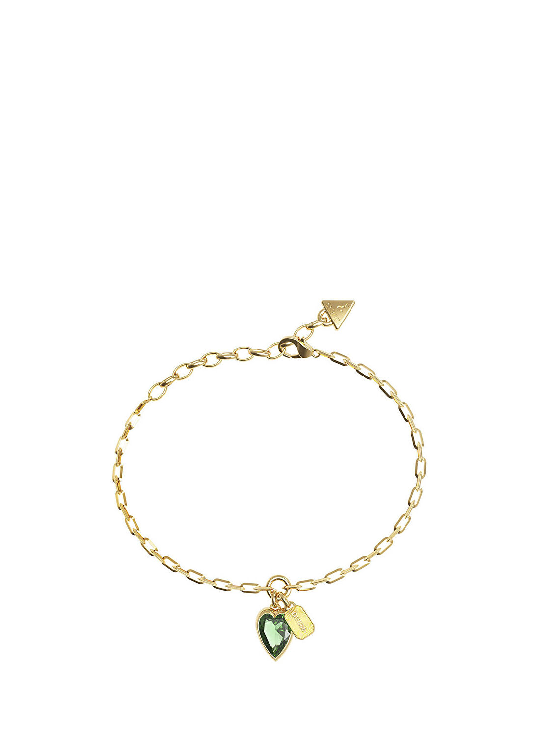 Guess JGUJUBB06360JWYGGNS Crystal Love| Kalpli Altın Rengi Yeşil Çelik Kadın Bileklik