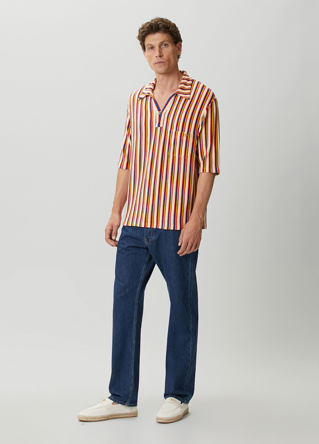 Valentino Çok Renkli Polo Yaka Çizgili T-shirt görsel 2