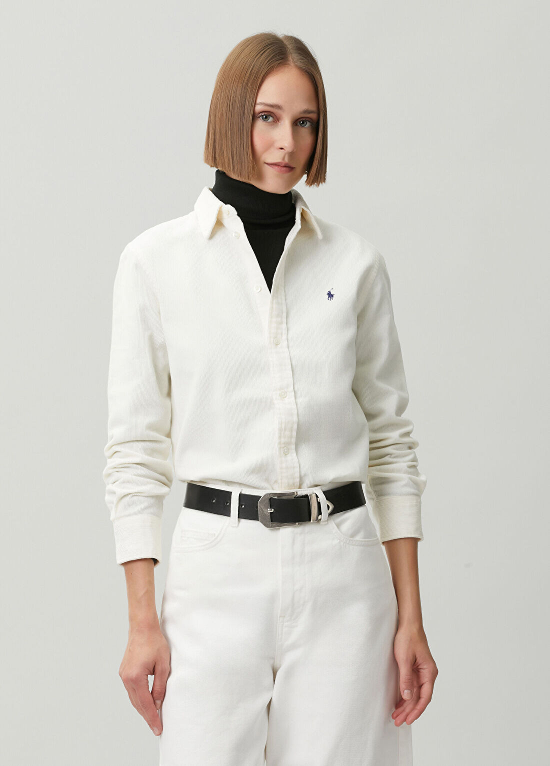 Polo Ralph Lauren Kırık Beyaz Fitilli Kadife Gömlek