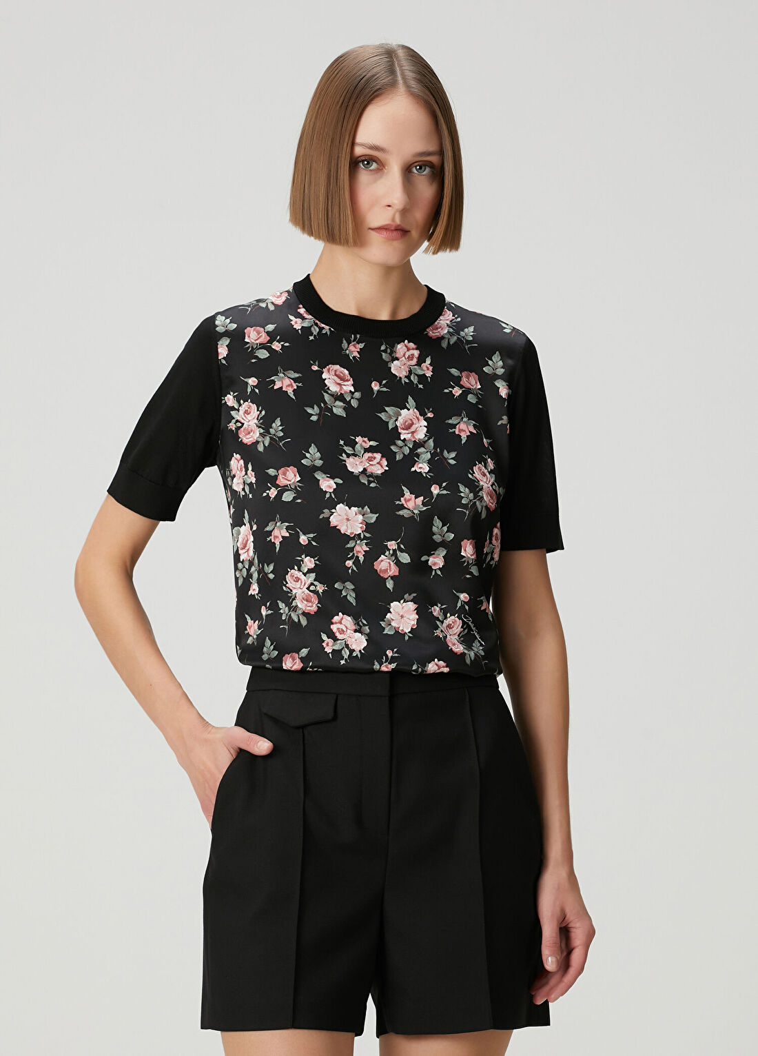 Dolce&Gabbana Siyah Çiçekli İpek Triko