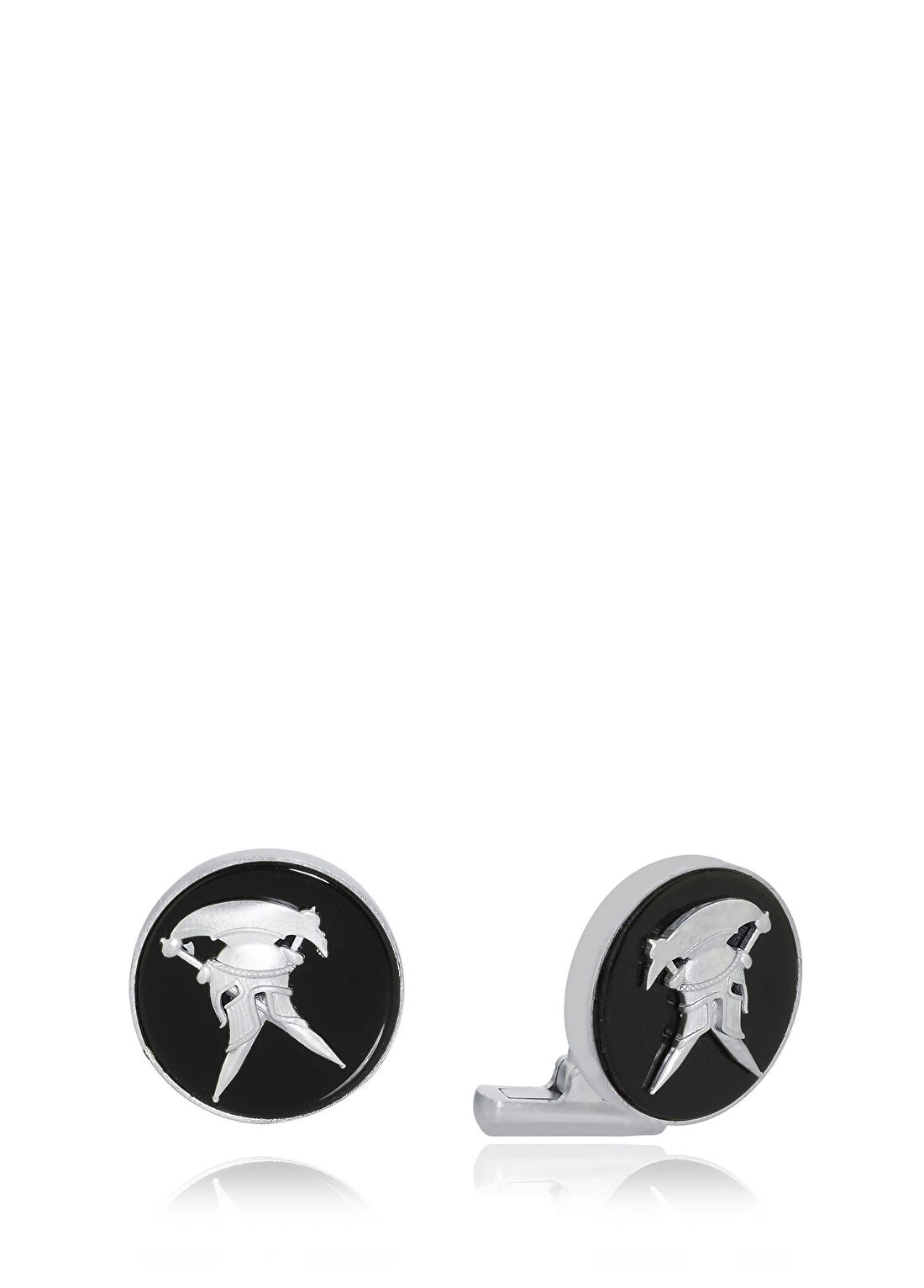 Melie Jewelry Helmet 925 Ayar Gümüş Oniks Erkek Kol Düğmesi