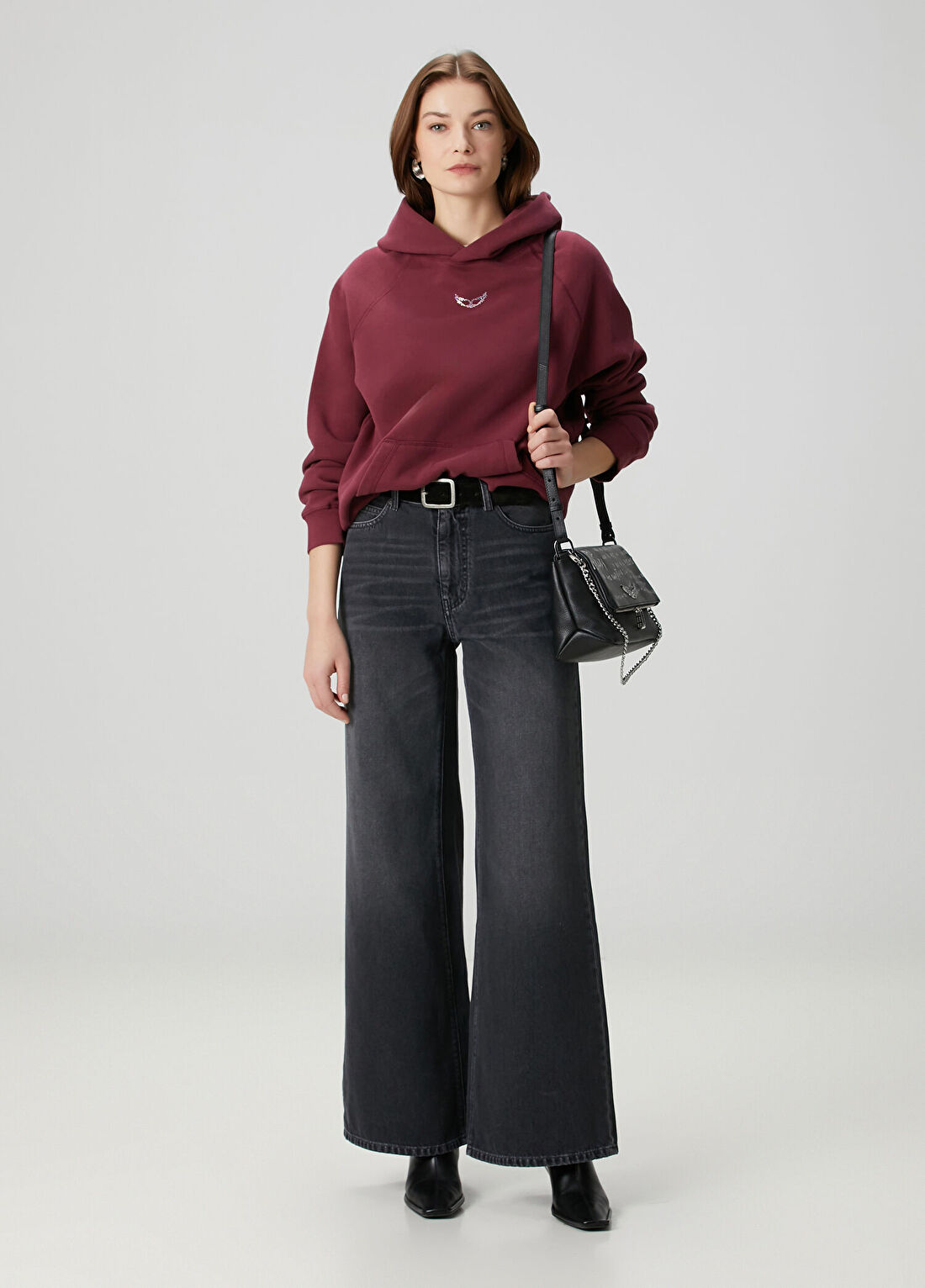 Zadig&Voltaire Eli Gri Wide Leg Jean Pantolon