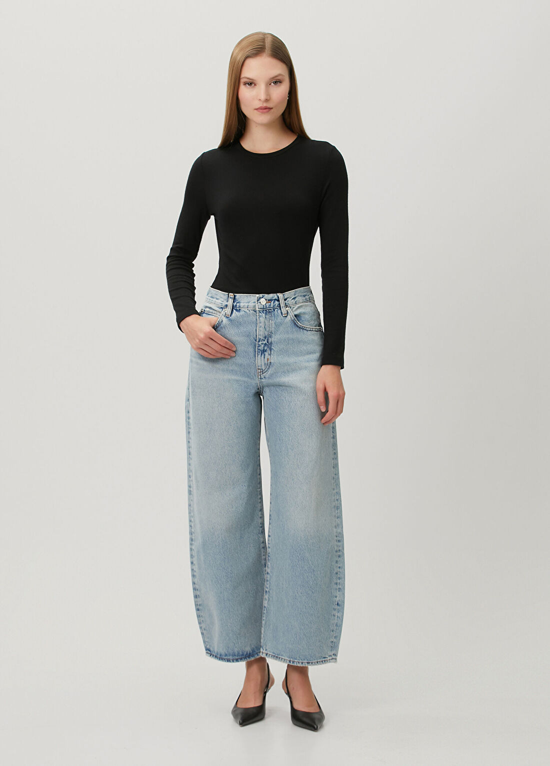 Frame Denim The Bow Crop Mavi Jean Pantolon