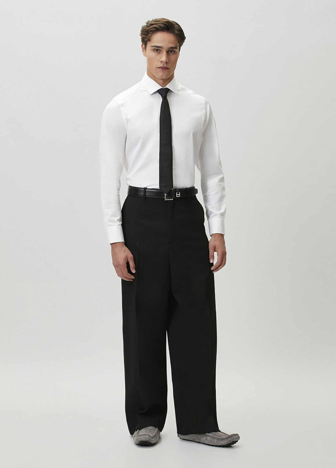 Balenciaga Siyah Wide Leg Yün Pantolon