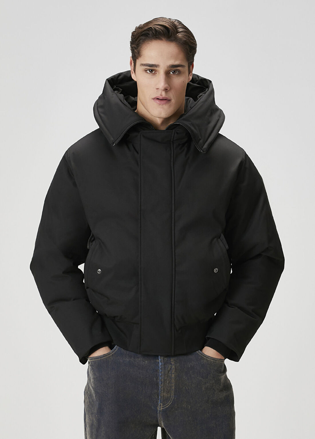Dsquared2 Siyah Kapüşonlu Puff Mont
