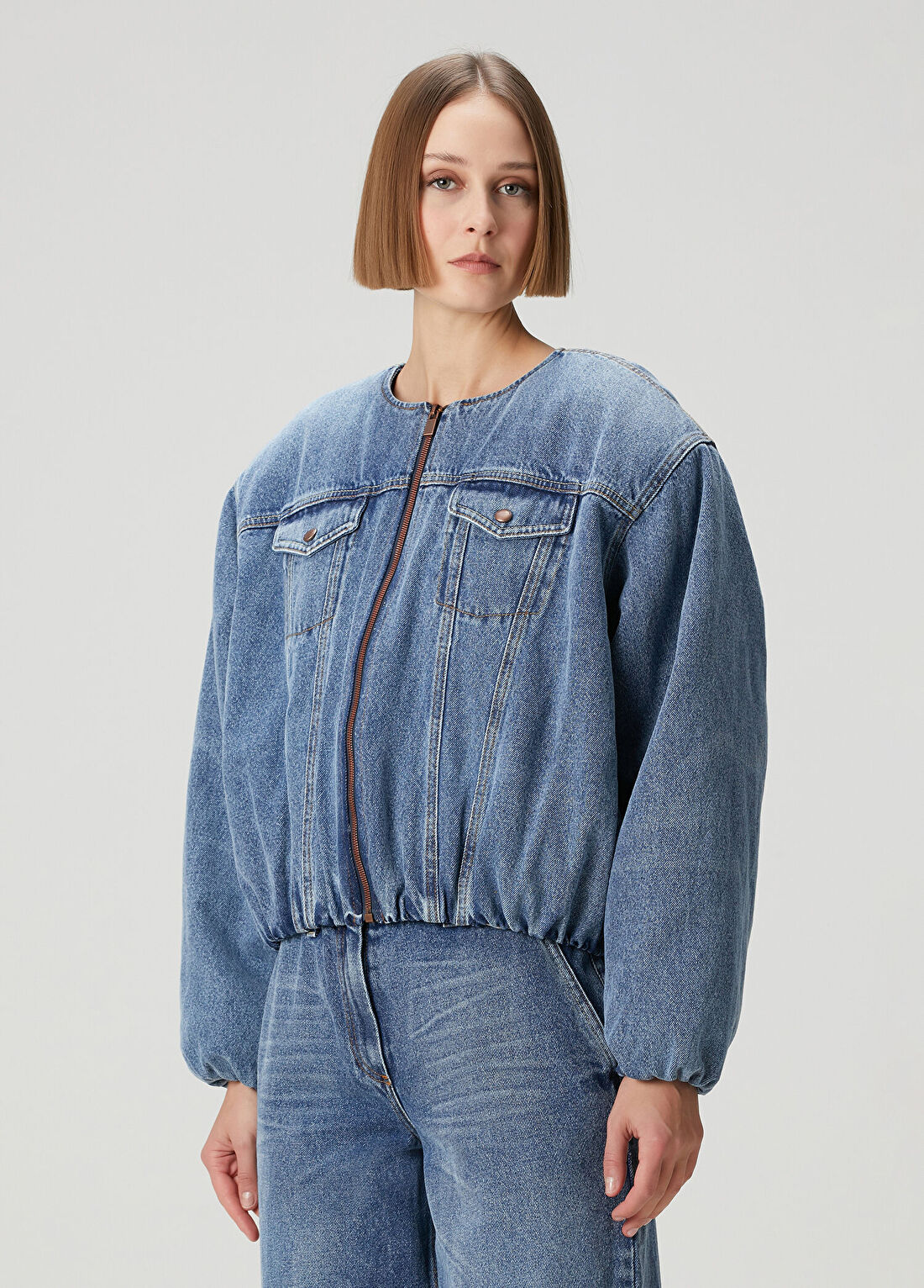 Magda Butrym Mavi Balon Denim Ceket görsel 3