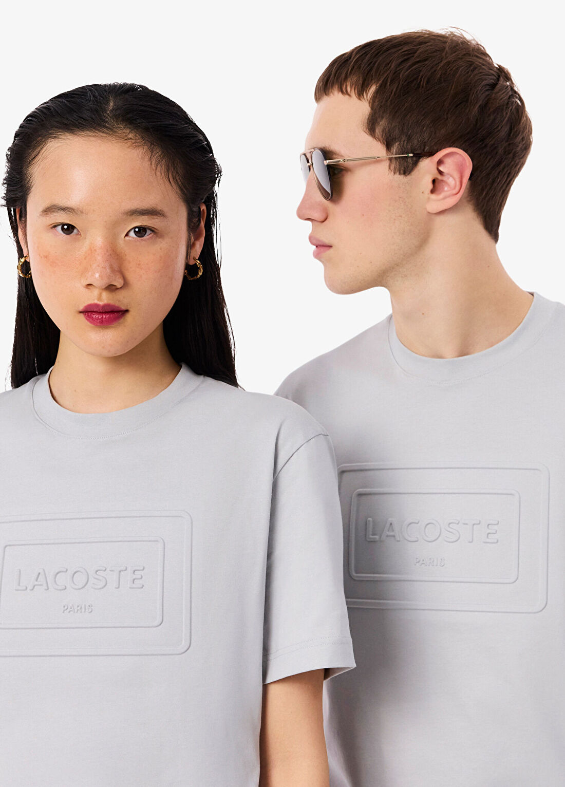 Lacoste Gri Baskılı Classic Fit Bisiklet Yaka Kısa Kollu Unisex T-Shirt görsel 2