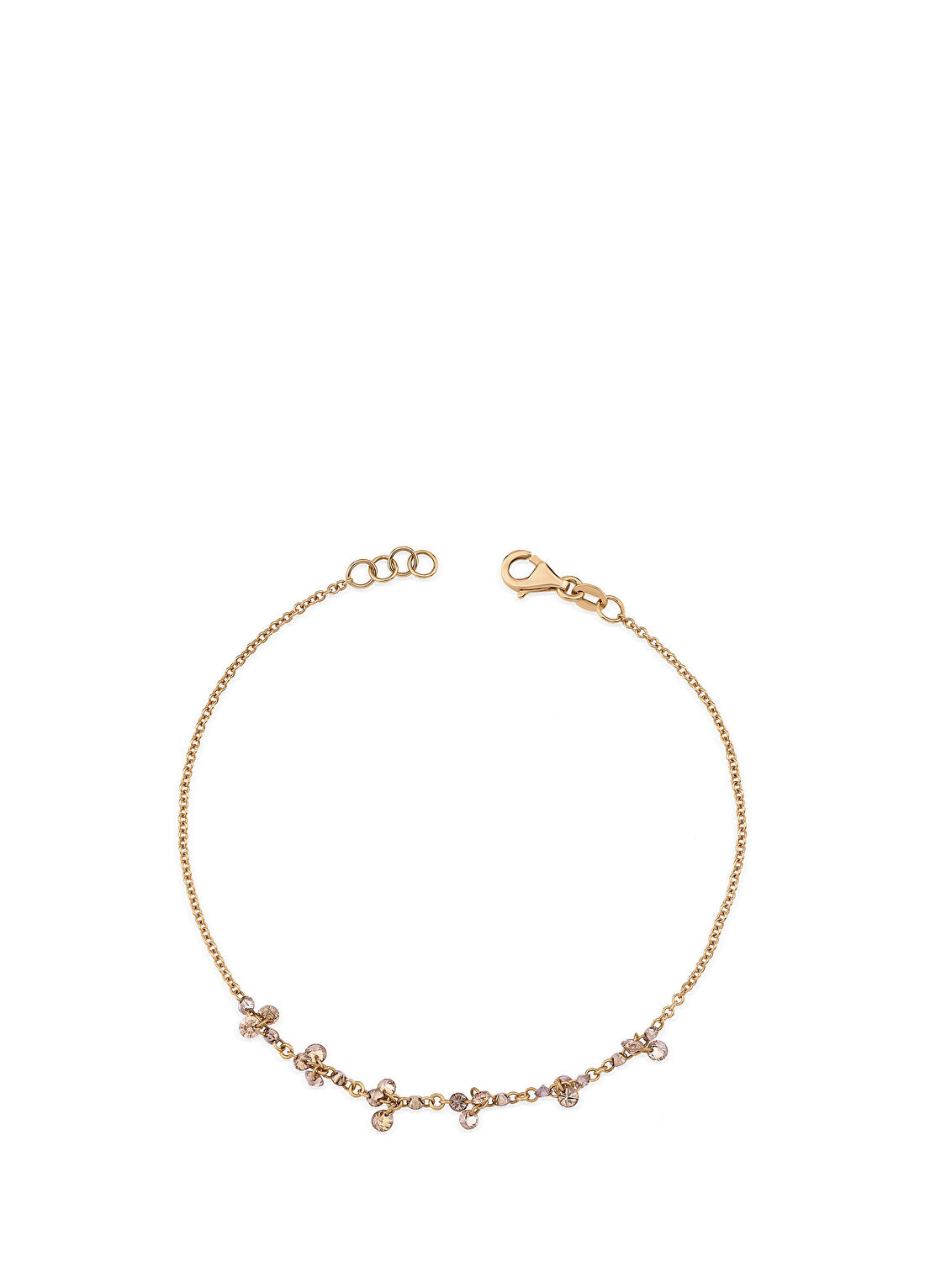 Aspendos Jewellery Champagne Pırlantalı 18 Ayar Altın Kadın Zincir Bileklik