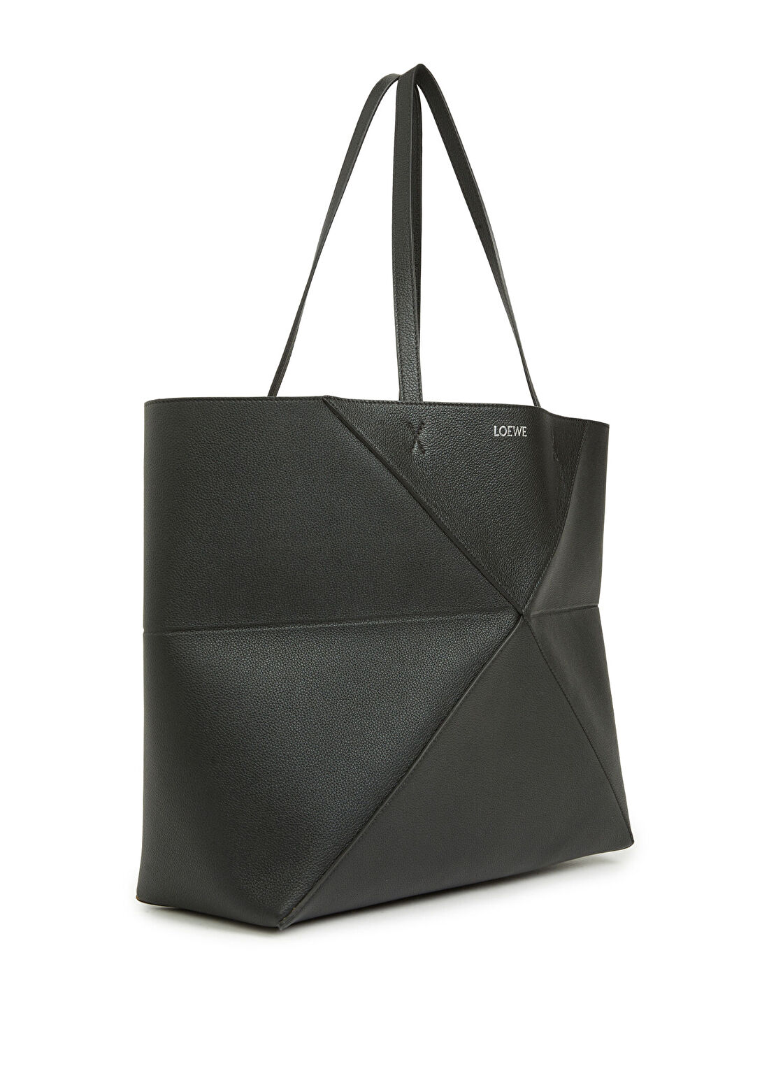 Loewe Large Puzzle Fold Siyah Deri Alışveriş Çantası görsel 3