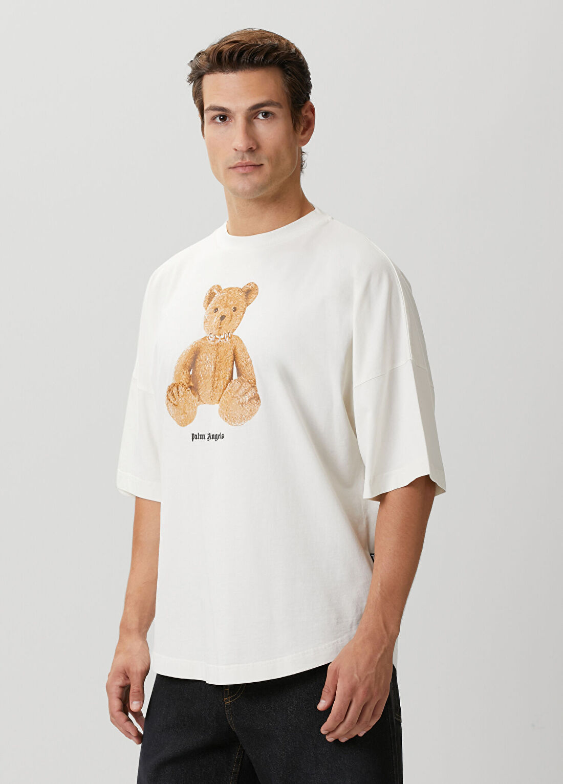 Palm Angels Kırık Beyaz Logo Baskılı T-shirt görsel 3