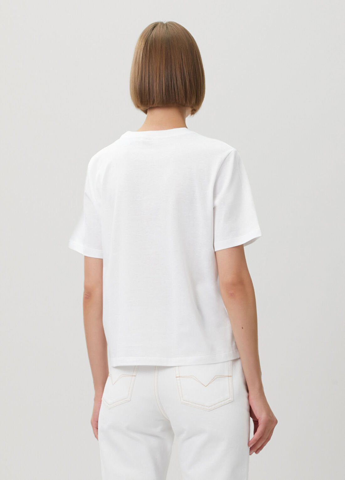 Versace Beyaz İşlemeli Jersey T-shirt görsel 4