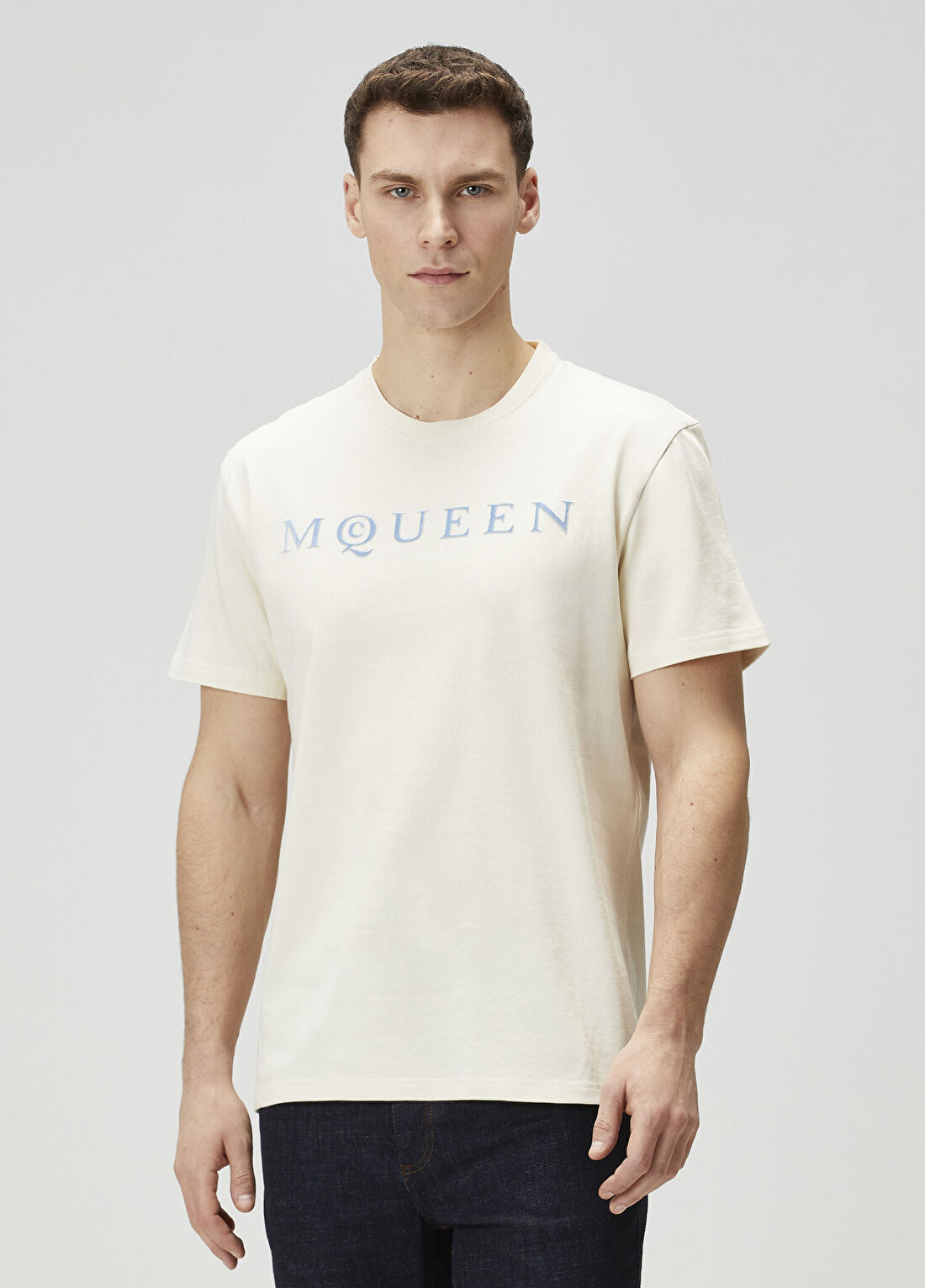 McQueen Beyaz Logo Baskılı T-shirt