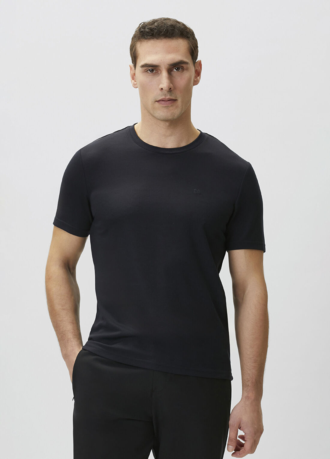 Network Lacivert Pike Desenli Basic T-shirt görsel 2