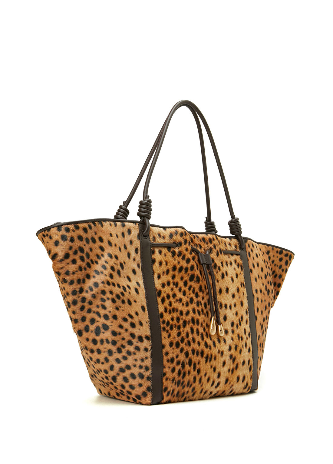 Cult Gaia Shuna Large Leoparlı Kadın Deri Alışveriş Çantası görsel 3