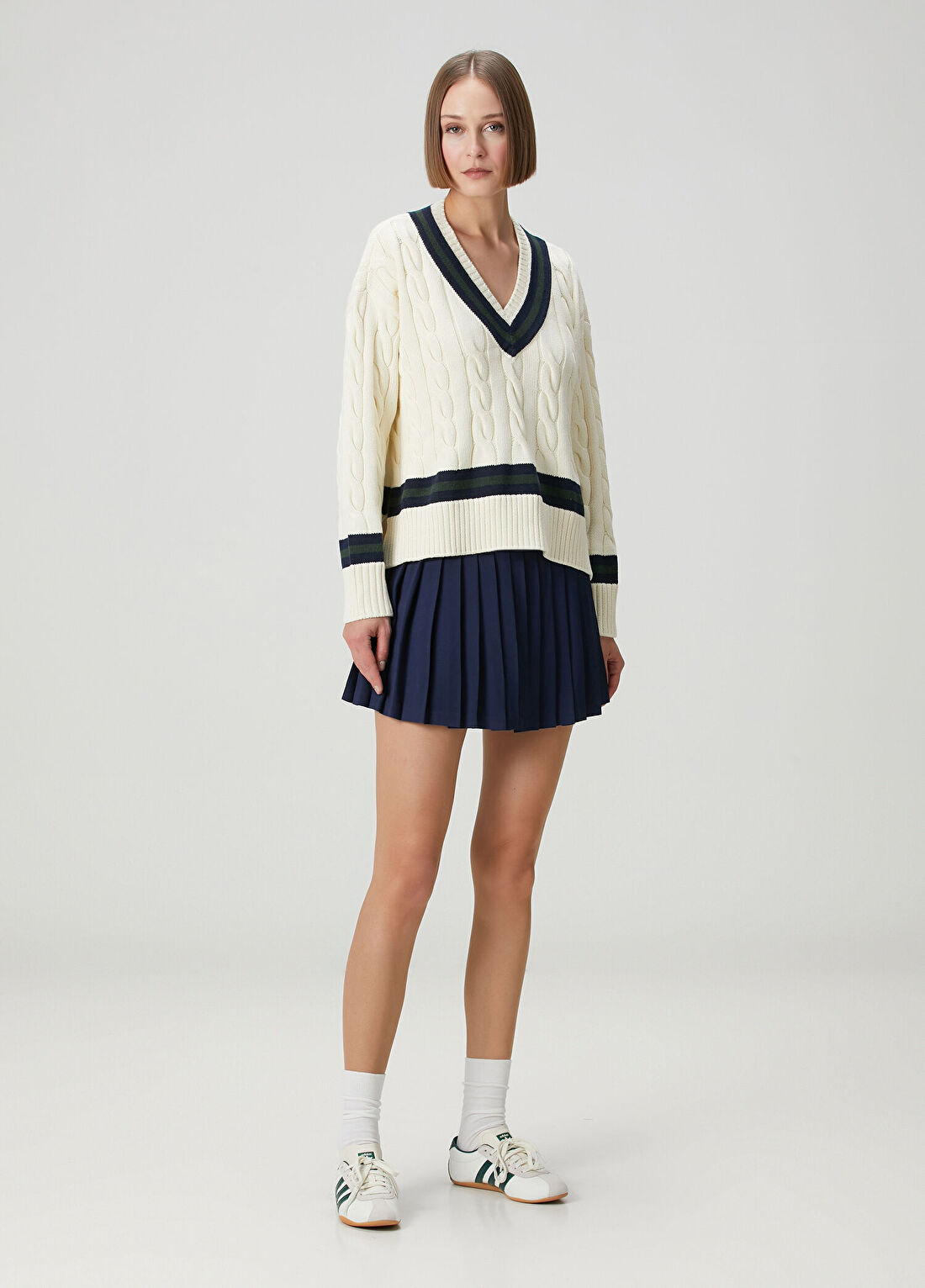 Sporty & Rich Lacivert Pileli Mini Etek