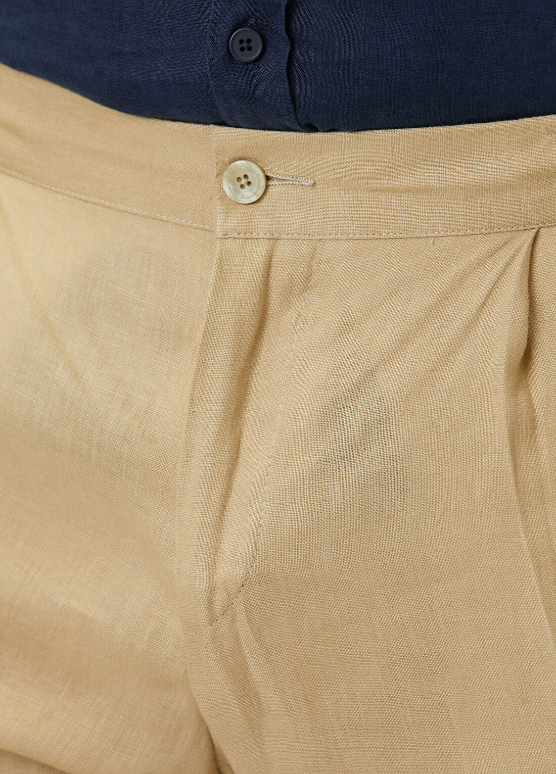 Kiton Bej Keten Pantolon görsel 3