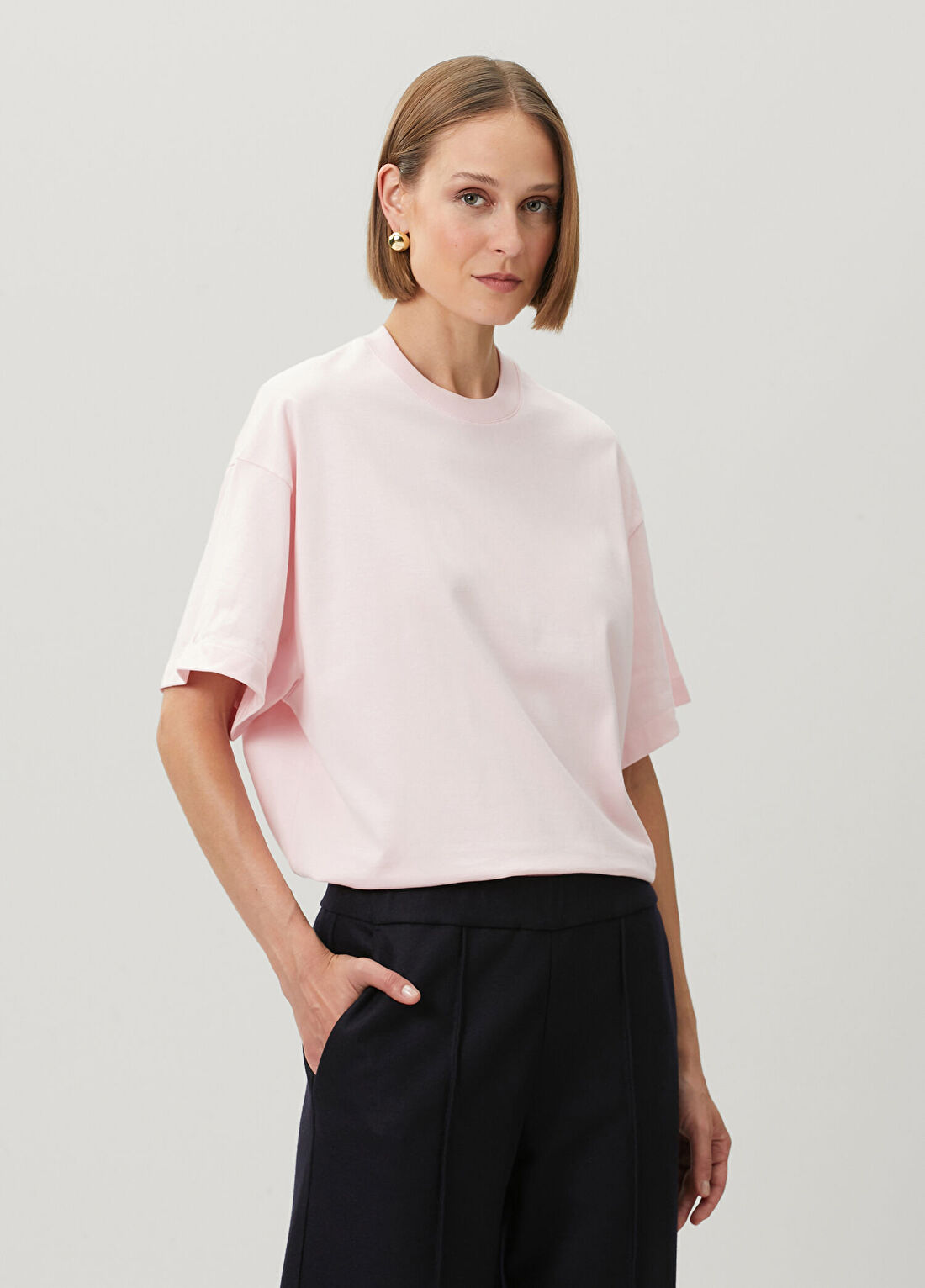 Jil Sander Açık Pembe Logo Baskılı T-shirt