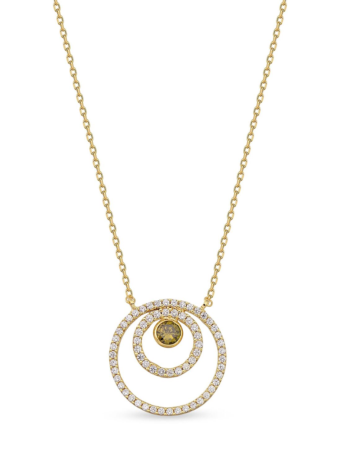Orena Jewelry Circle Green 24 Ayar Altın Kaplama Kadın Kolye