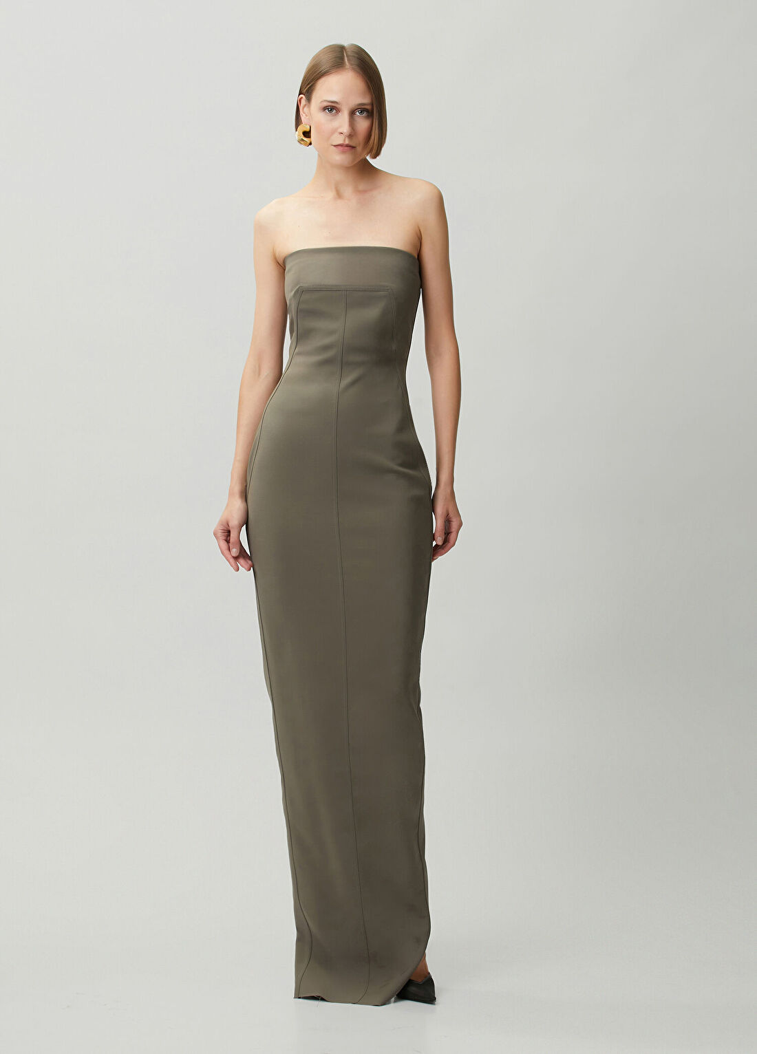 Rick Owens Gri Straplez Maksi Abiye Elbise