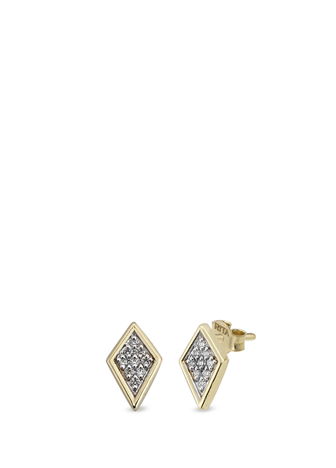 RITA Fine Jewelry Flow Studs Pırlanta Taşlı 14 Ayar Altın Kadın Küpe