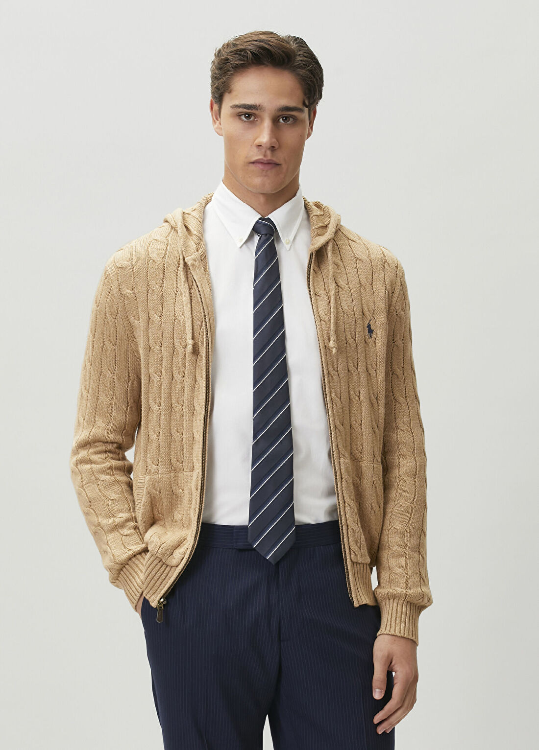 Polo Ralph Lauren Kahverengi Kapüşonlu Triko Hırka