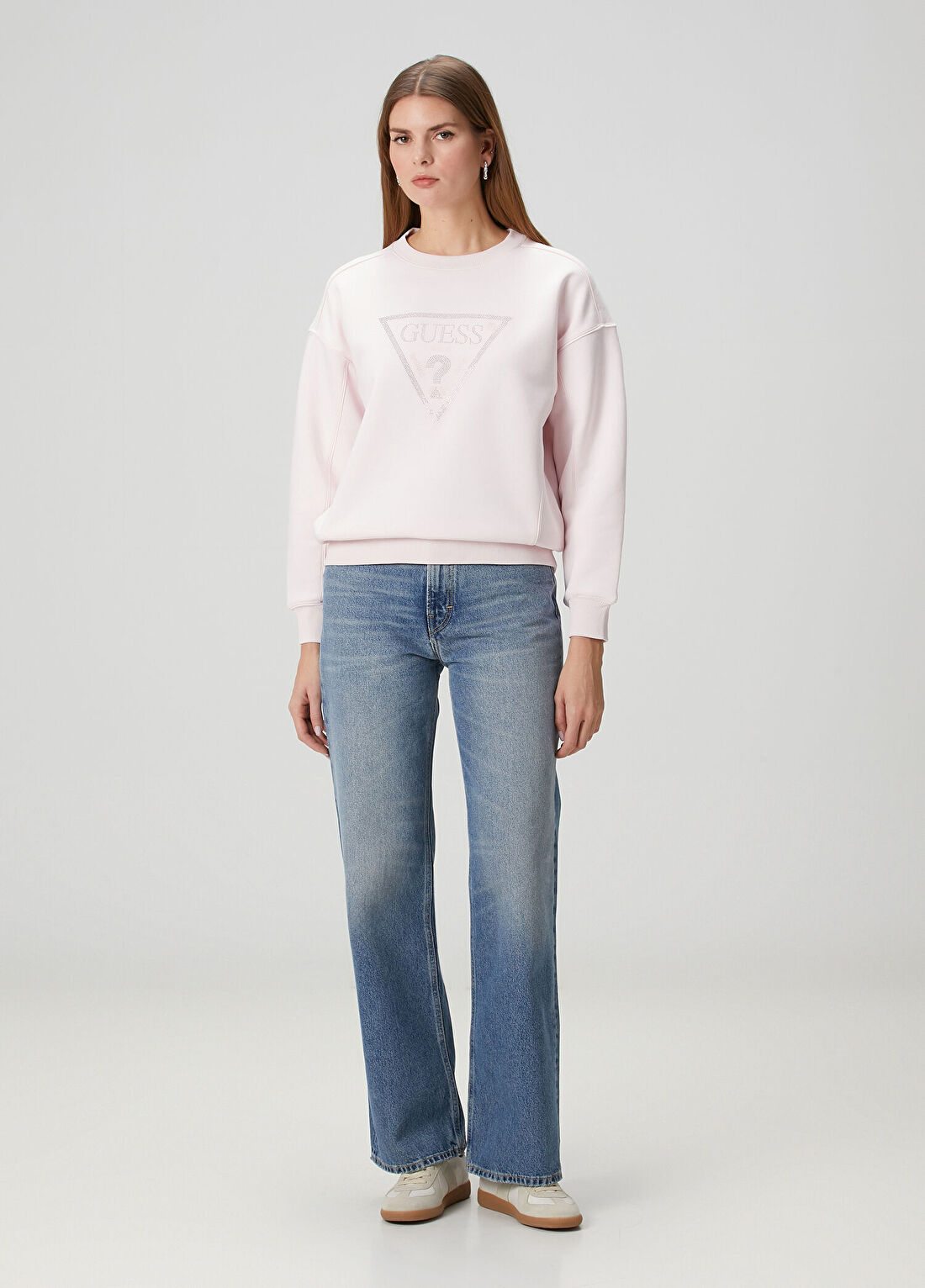 Guess Studs Açık Pembe Sweatshirt görsel 2