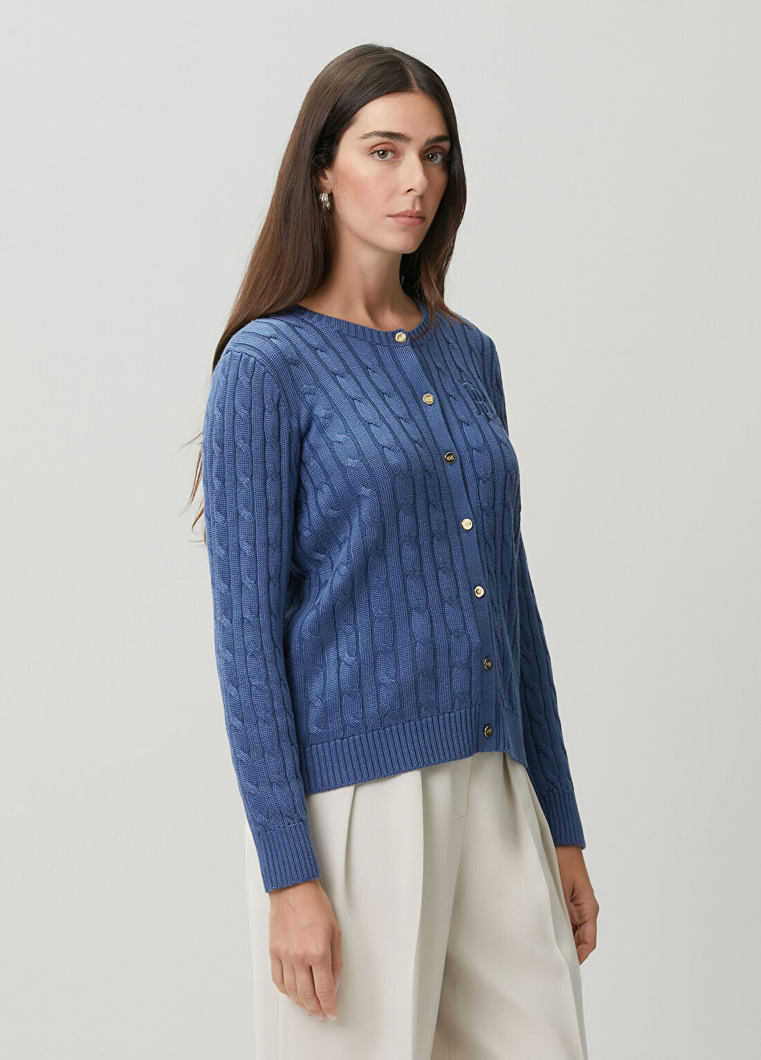 Lauren Ralph Lauren Mavi Saç Örgü Hırka görsel 3