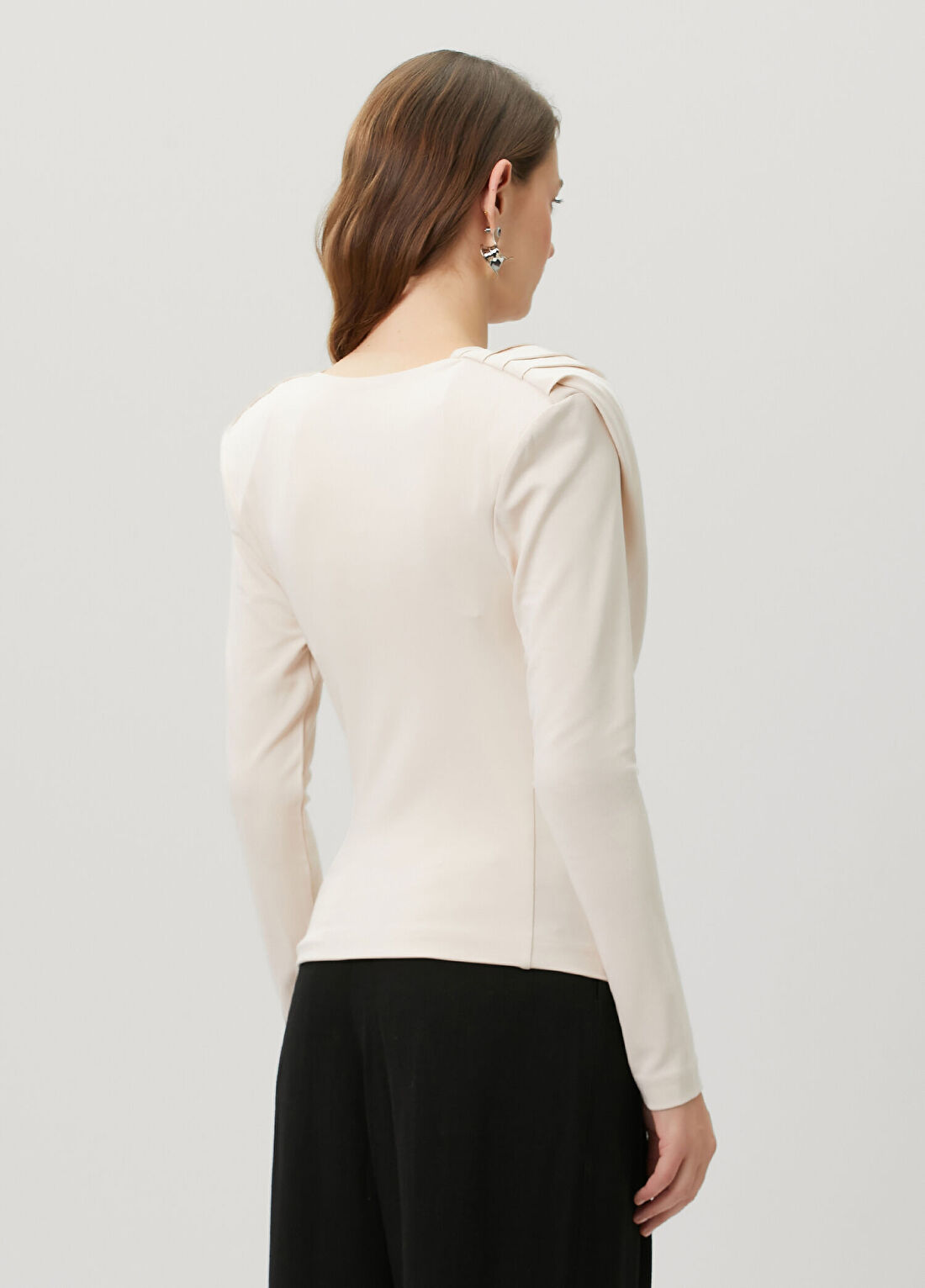 Wardrobe Nyc Bej Drapeli Bluz görsel 4