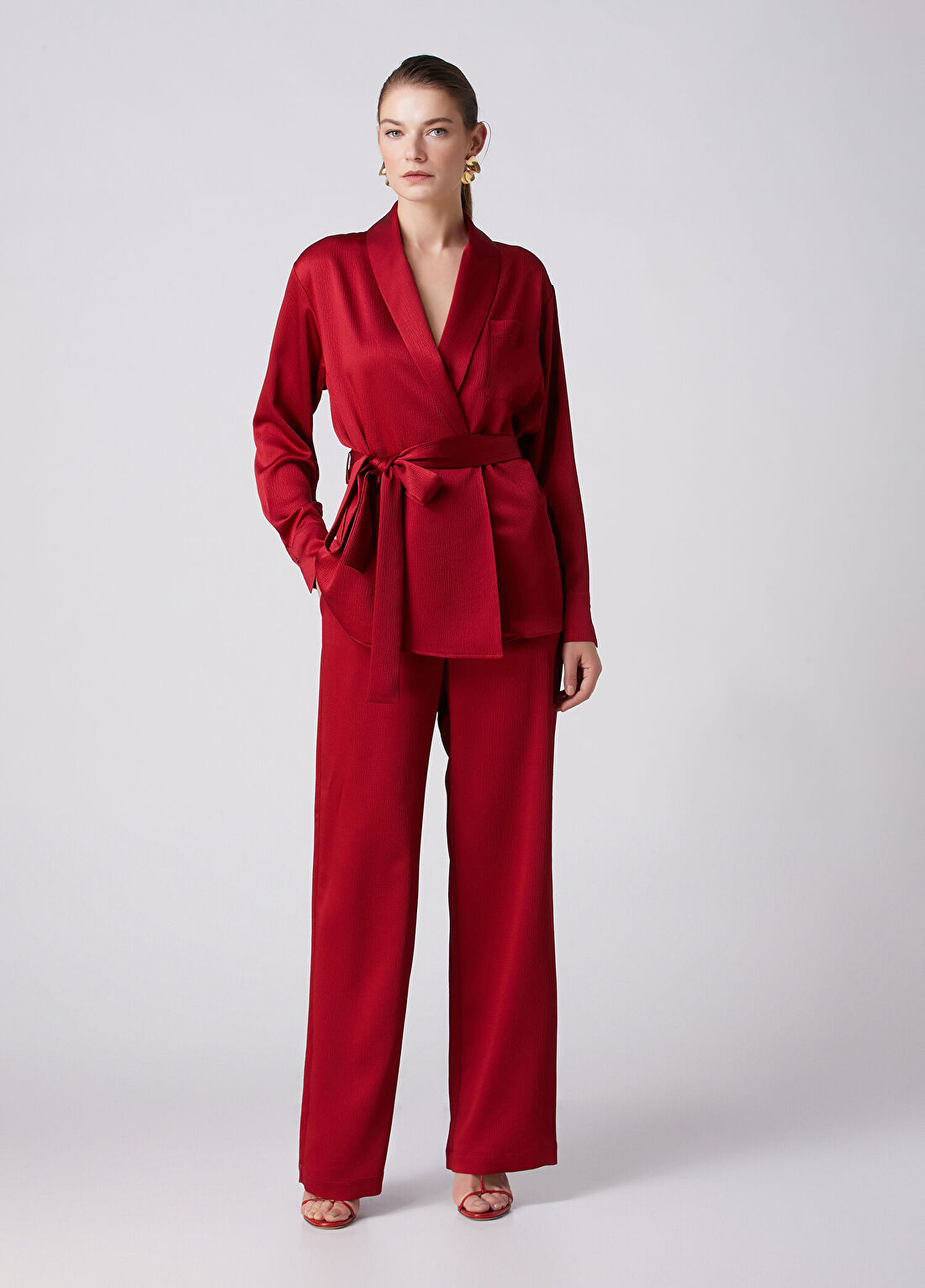 Beymen Collection Vişne Gofreli Pantolon