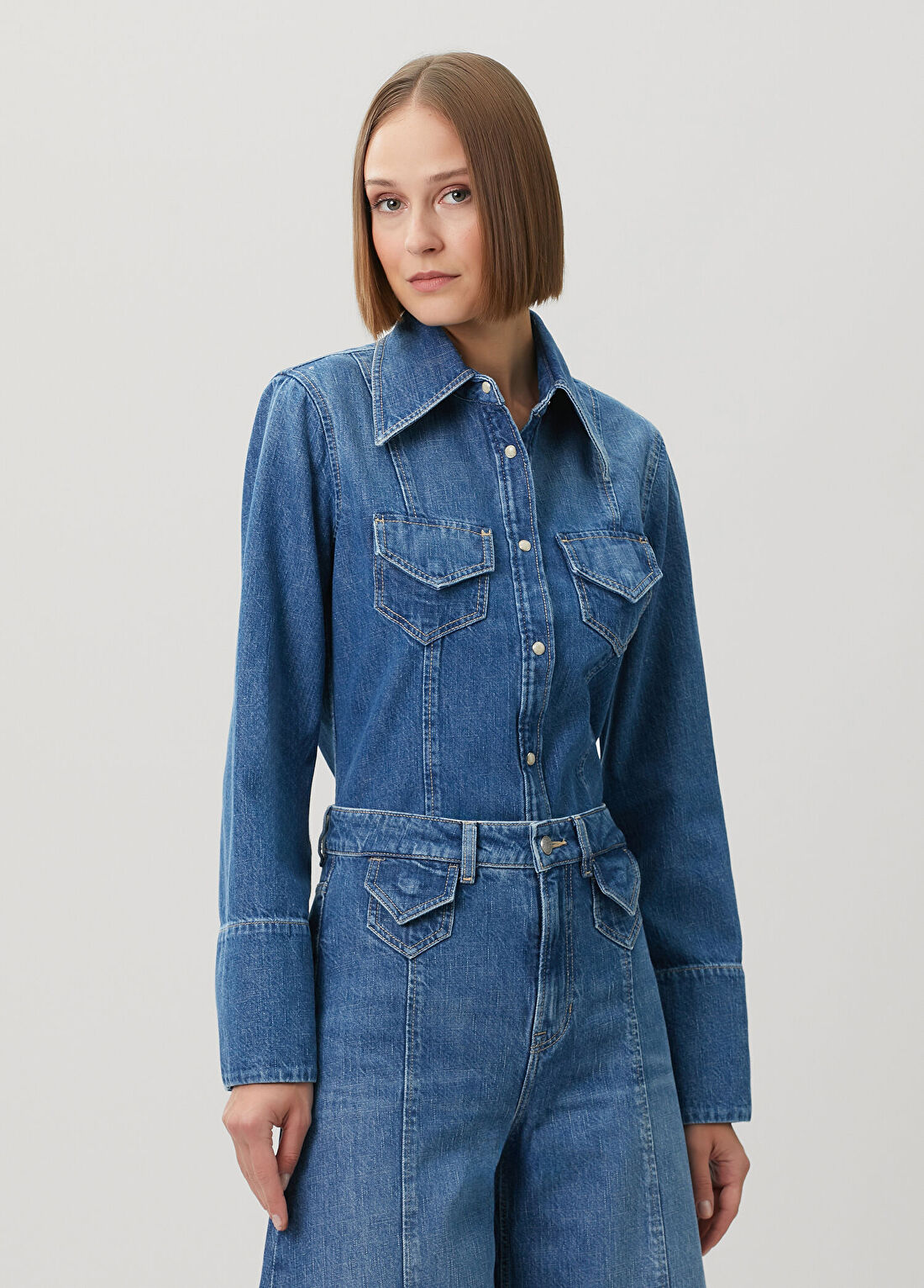 Boss Slim Fit Koyu Mavi Denim Gömlek