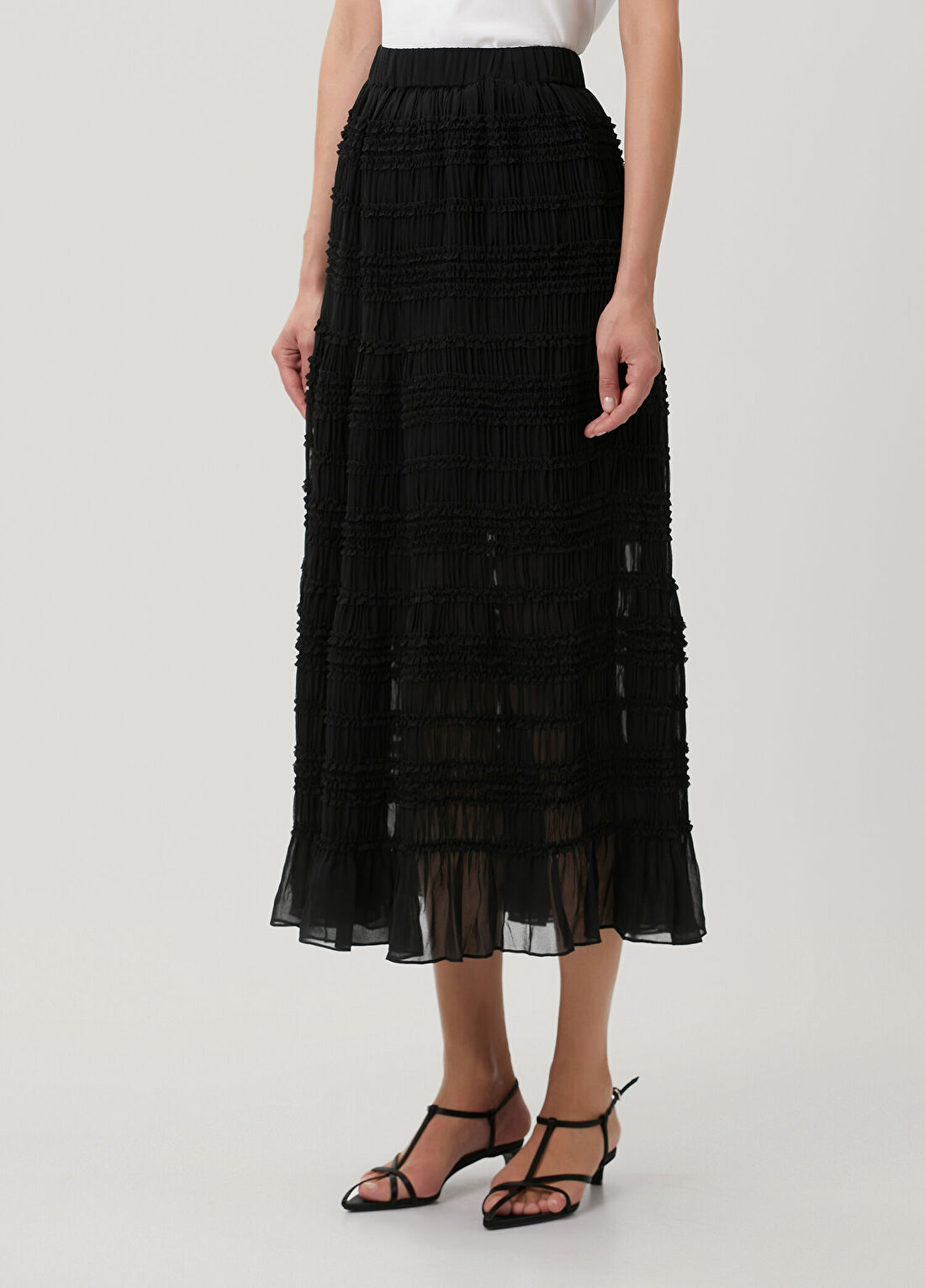 AllSaints Lotus Siyah Midi Etek görsel 2
