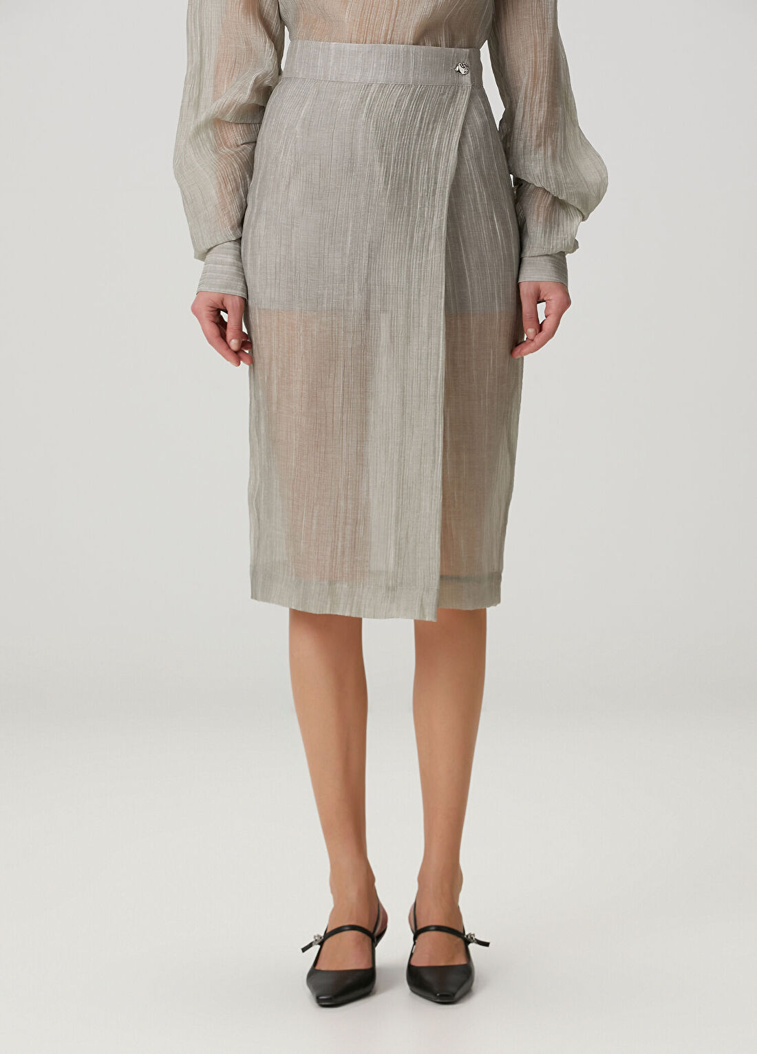 The Garment Delfi Gri Midi Etek görsel 2