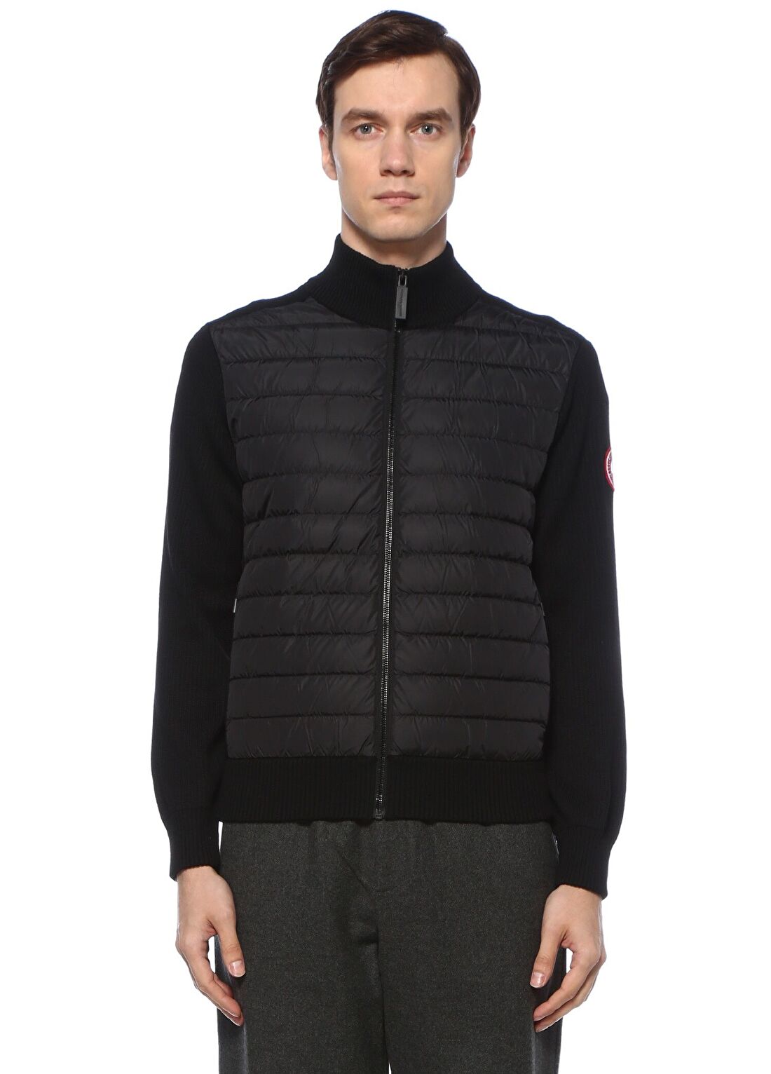Canada Goose Hybridge Siyah Triko Garnili Kapitoneli Hırka