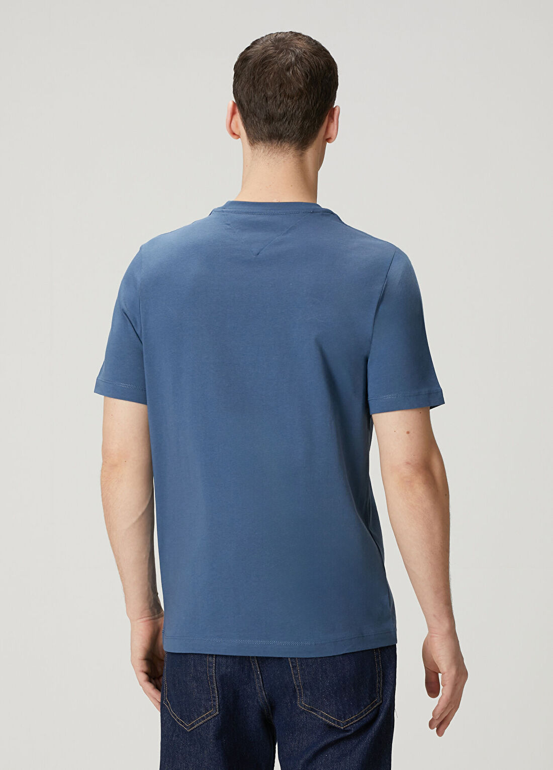 Tommy Hilfiger Mavi Logo Baskılı Basic T-shirt görsel 4