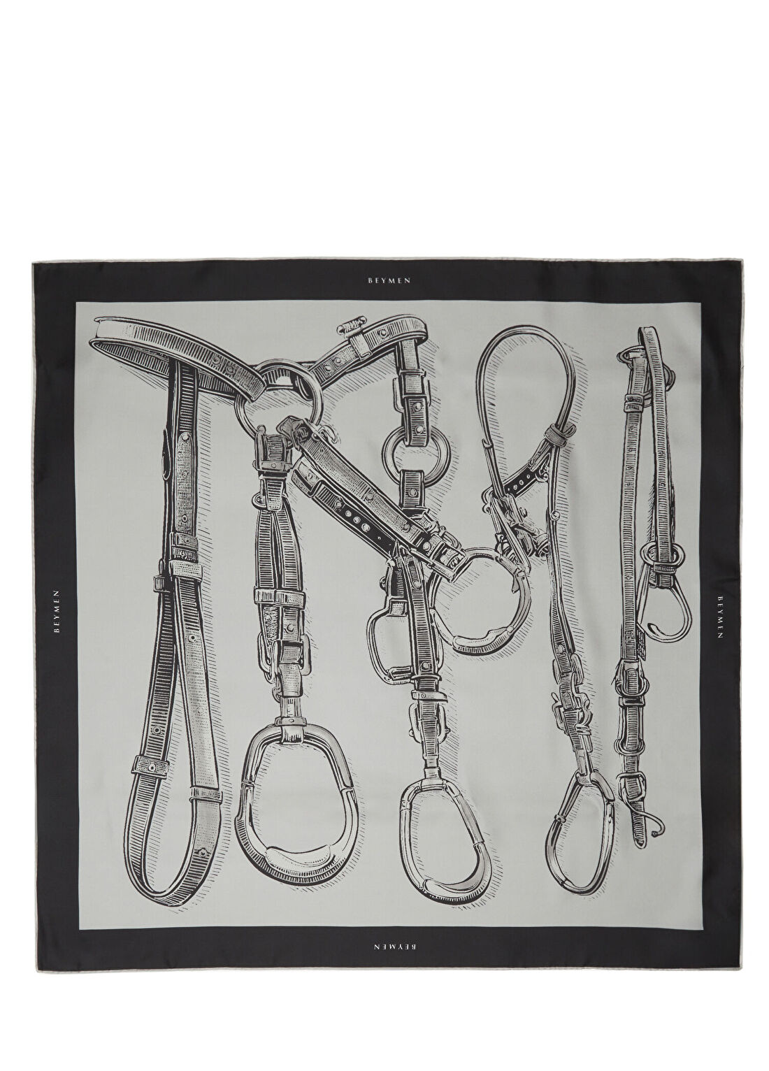 Beymen Gri Harness Desen İpek Eşarp