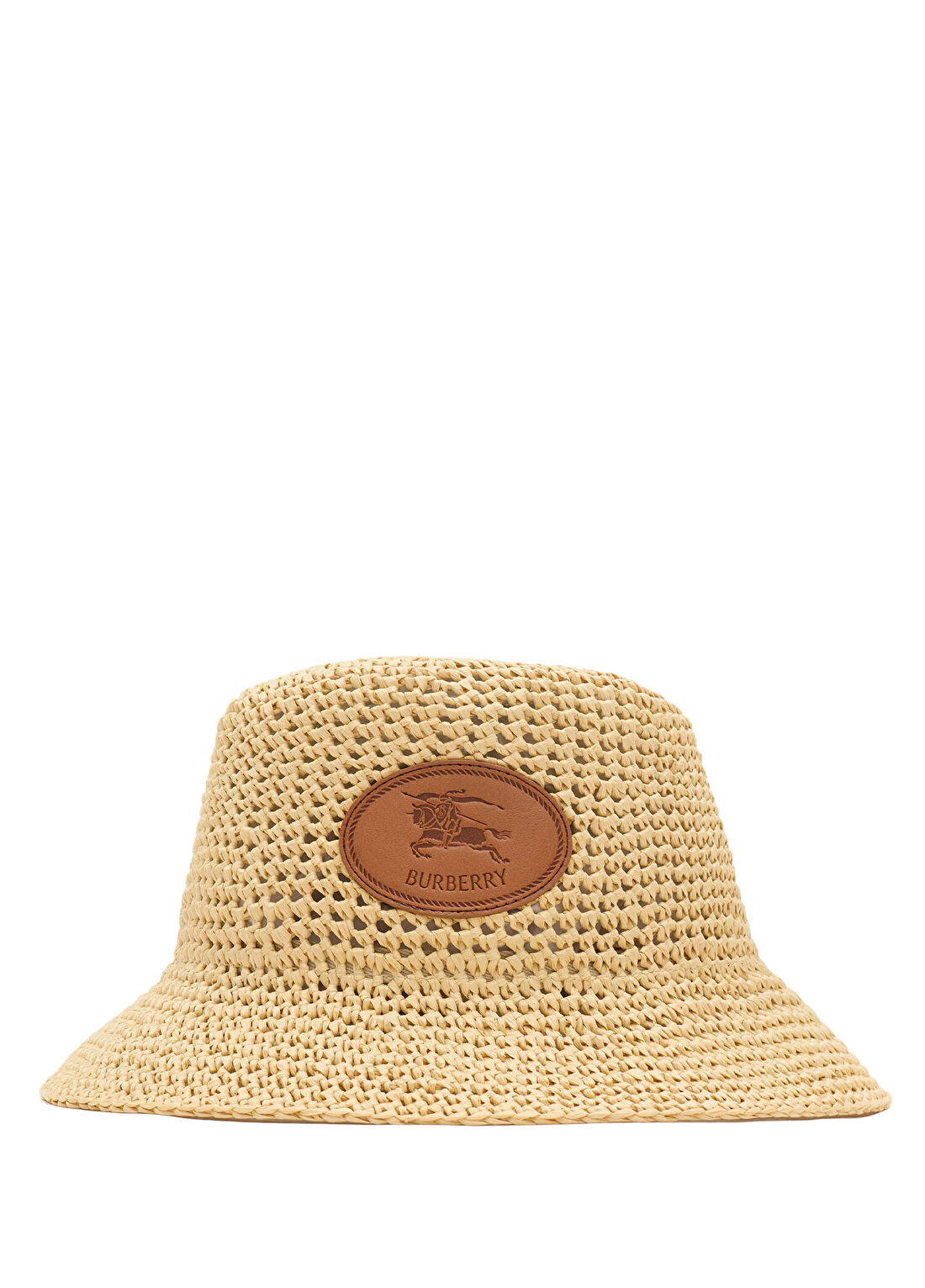 Burberry Krem Knight Stamp Raffia-Effect Bucket Erkek Şapka
