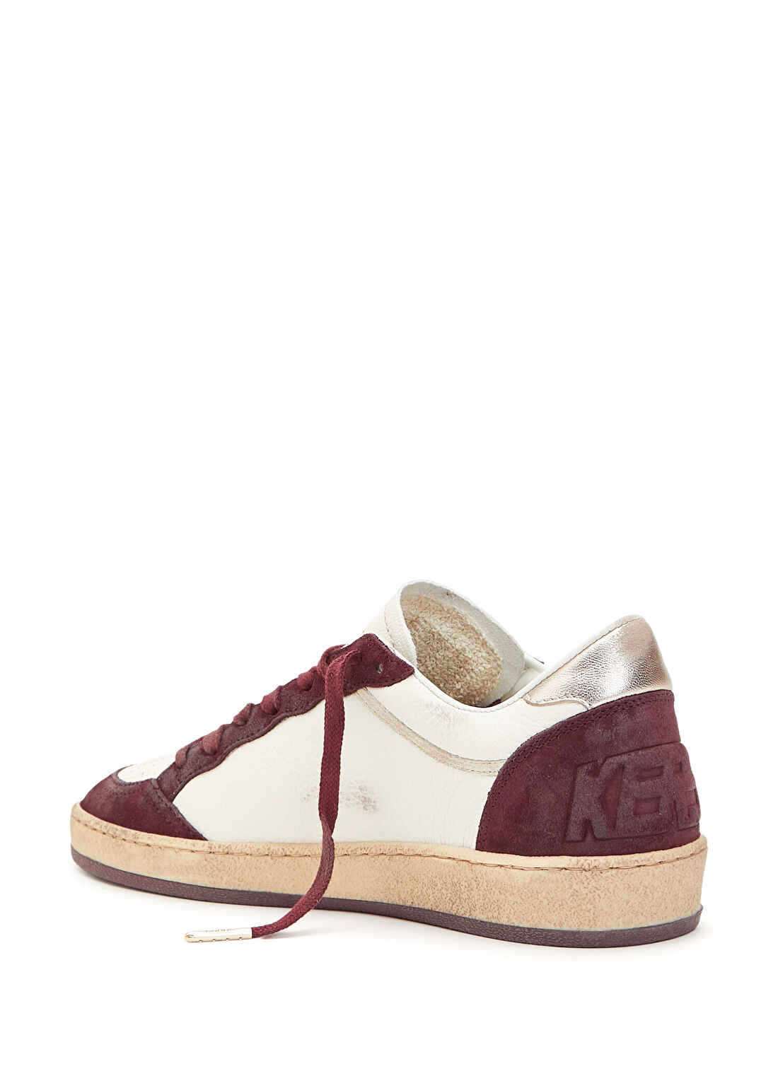 Golden Goose Ball Star Beyaz Bordo Kadın Deri Sneaker görsel 3