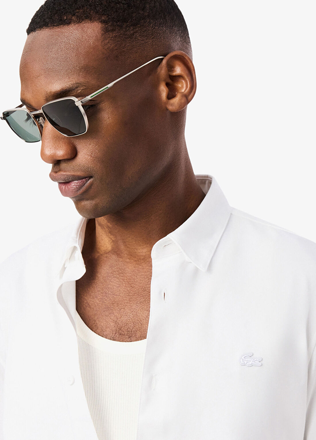 Lacoste Beyaz Slim Fit Uzun Kollu Erkek Gömlek görsel 2