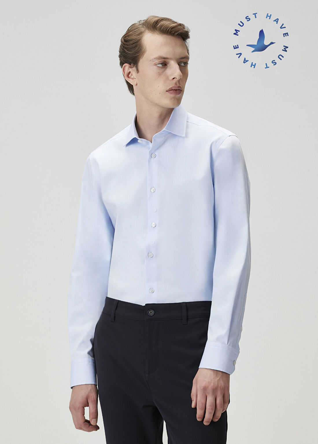 Beymen Club Koyu Mavi Slim Fit Oxford Non-Iron Gömlek