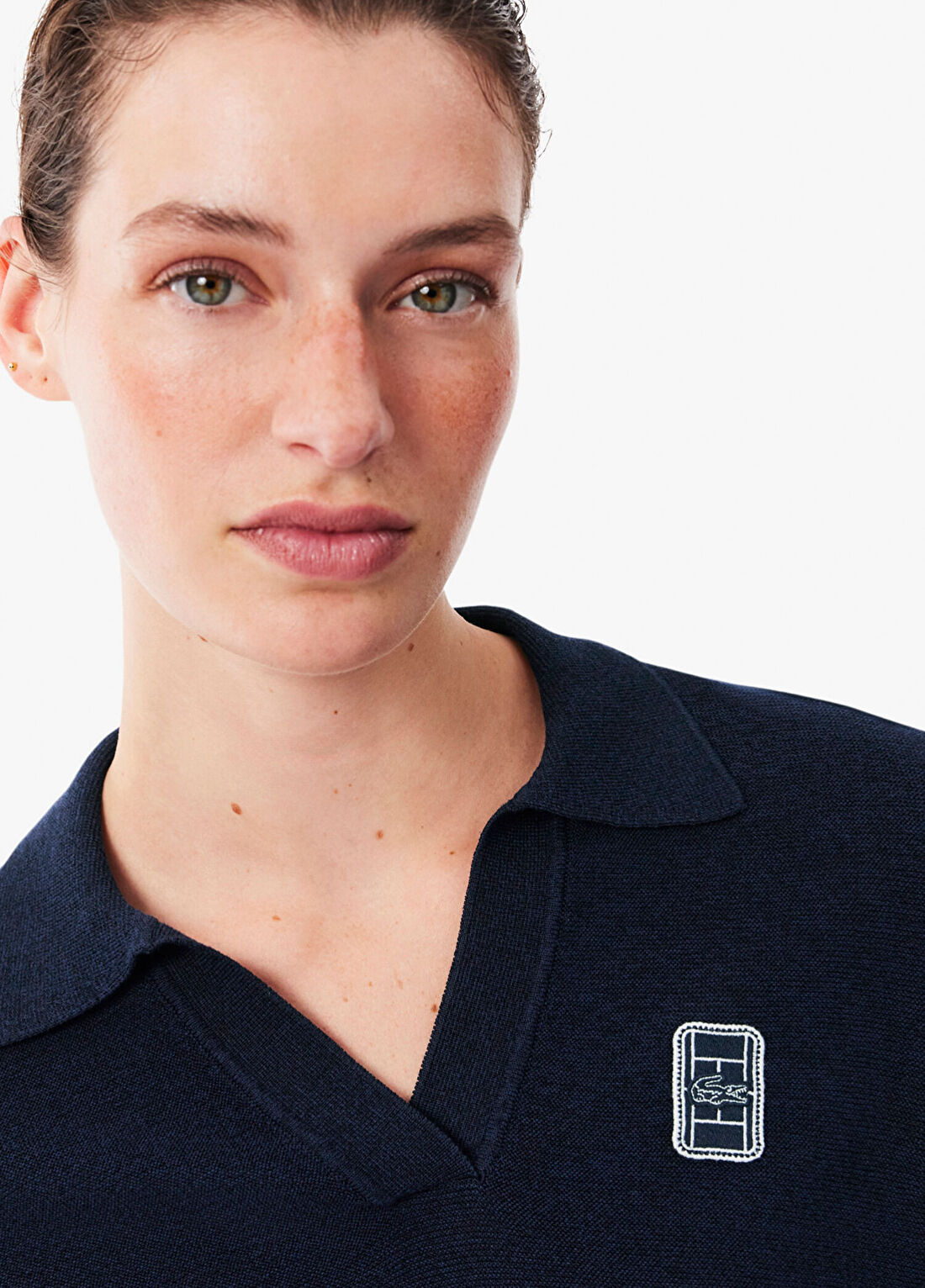 Lacoste Lacivert Regular Fit Polo Yaka Kısa Kollu Kadın Triko T-shirt görsel 2